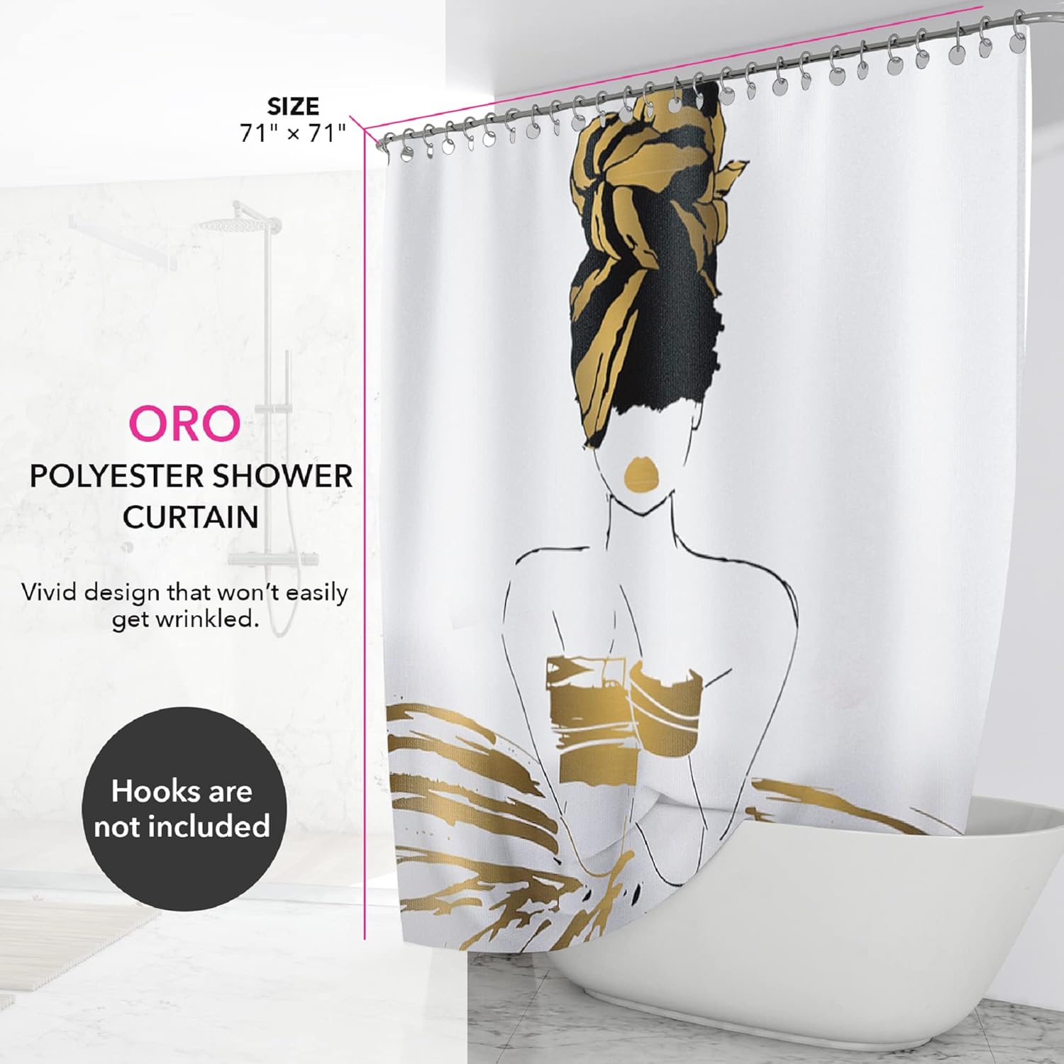 Pardon My Fro Harmony Shower Curtain - 71x71 Inch Waterproof Chic Print
