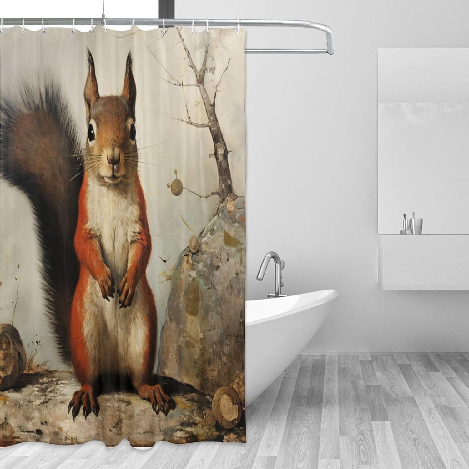 DAOWANGZUO Squirrel Shower Curtain Set