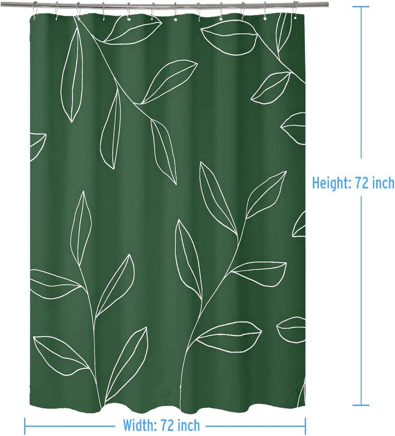Qahing Green Plant Shower Curtain with Hooks