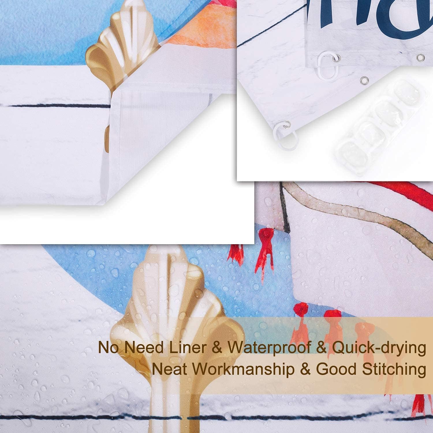RosieLily Kids Shower Curtain with Funny Words and Hooks