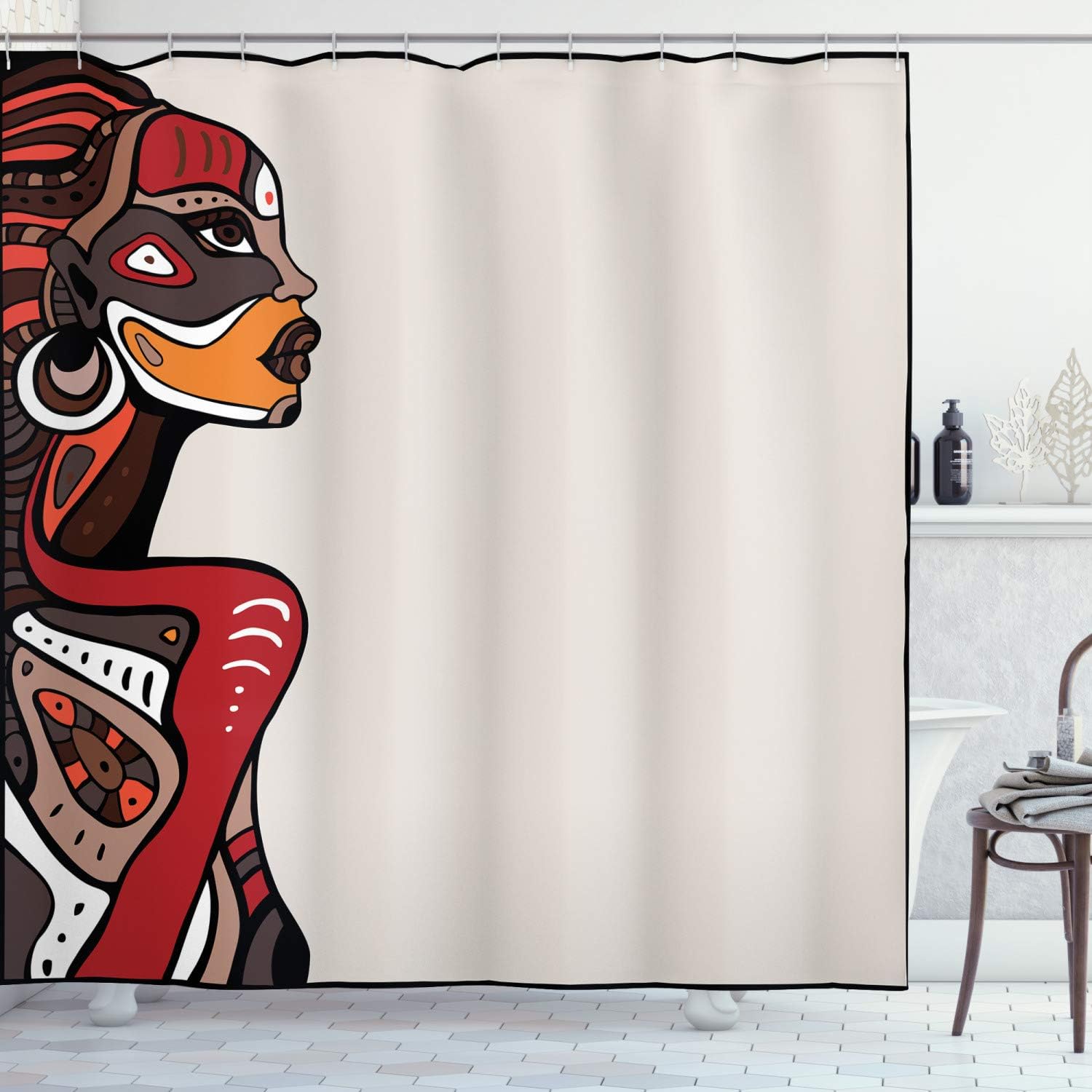 Ambesonne African Shower Curtain with 12 Hooks 69 x 70