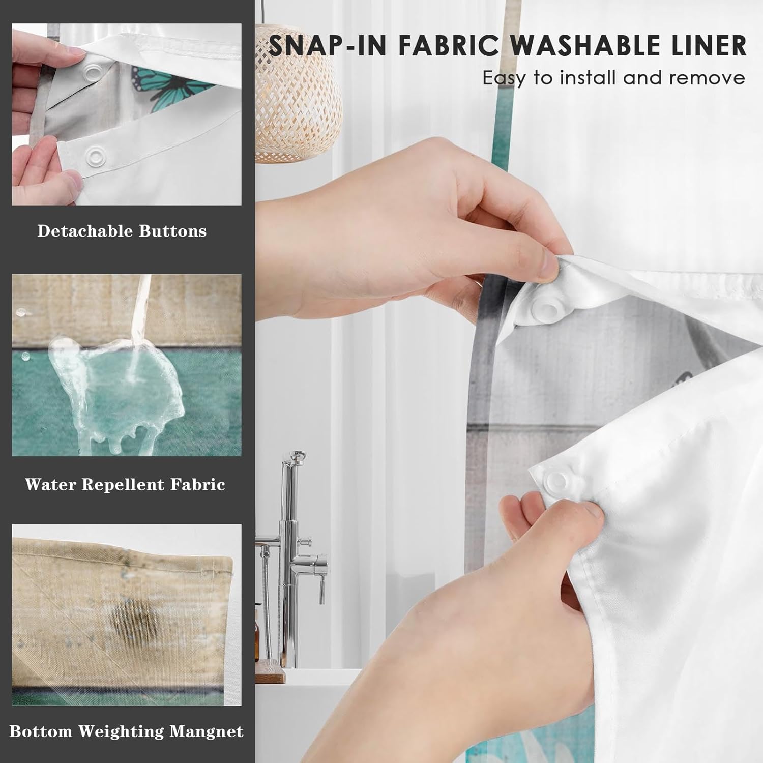 Nesphy No Hook Highland Cow Shower Curtain Set 1