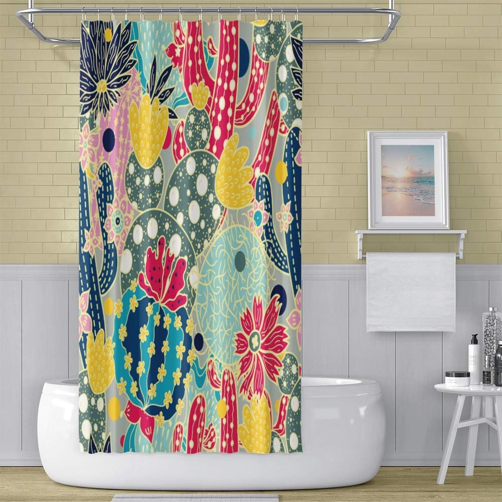 OERJU 60x72in Tropical Pattern Shower Curtain Set with Hooks