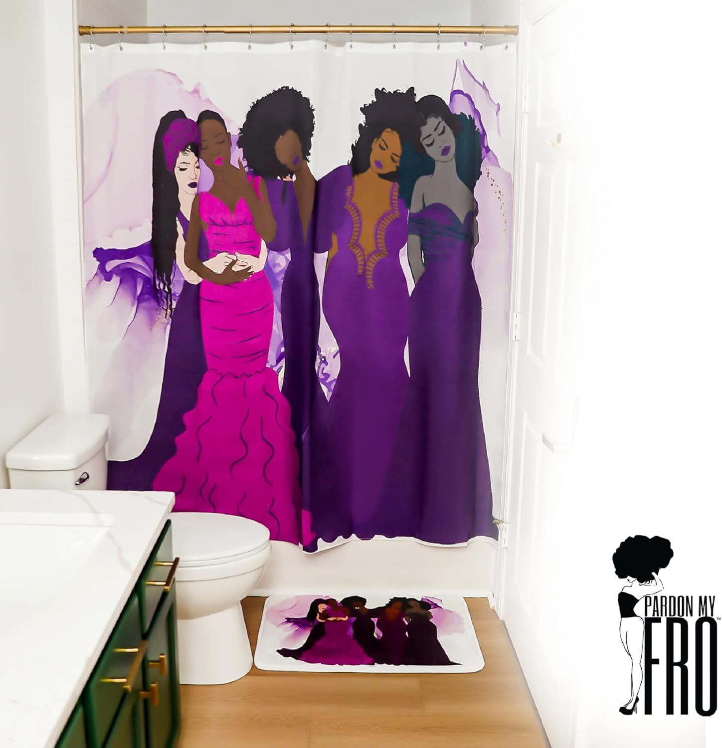 Pardon My Fro Harmony Shower Curtain - 71x71 White 100 Polyester Chic Print