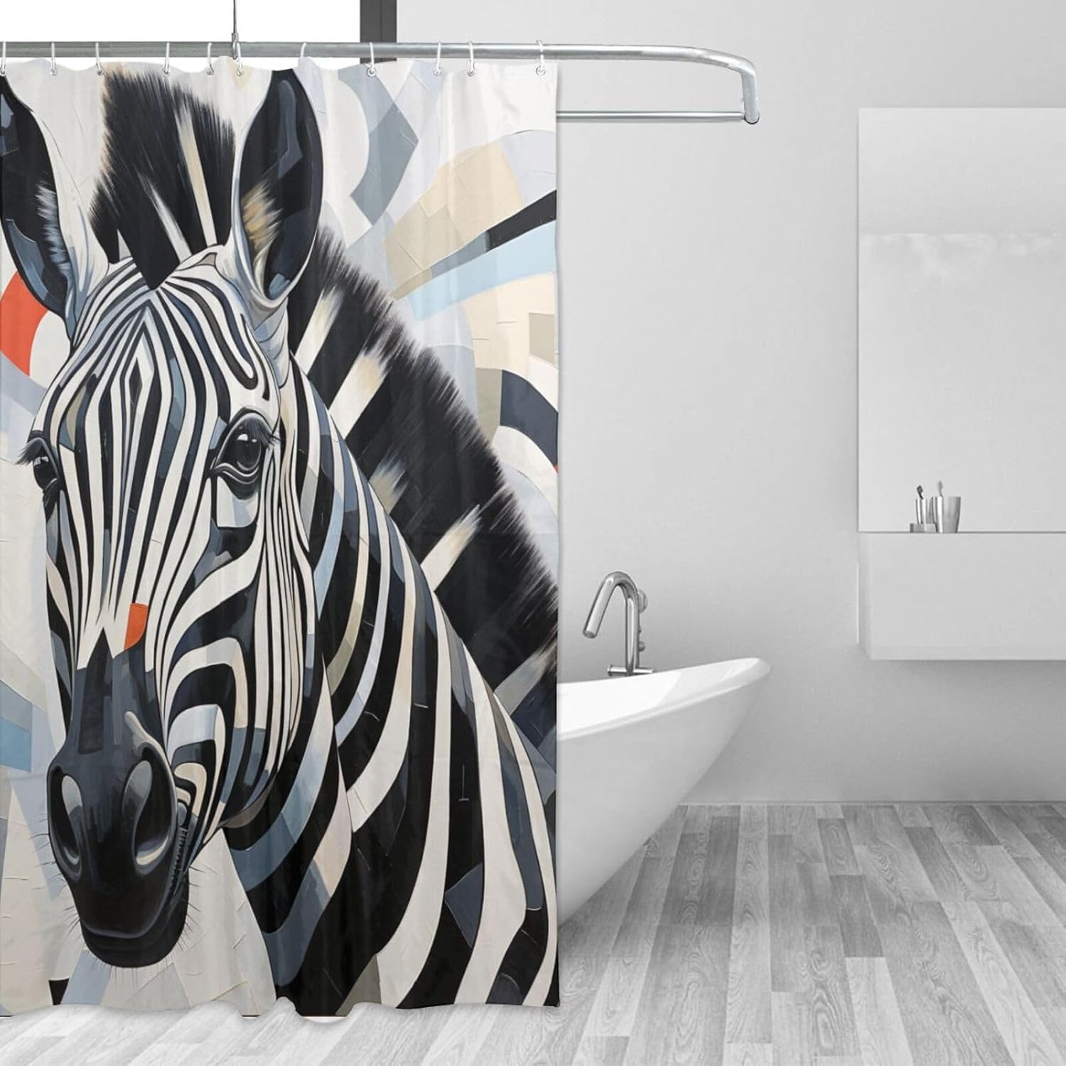 DAOWANGZUO Zebra Shower Curtain Set 72x72in