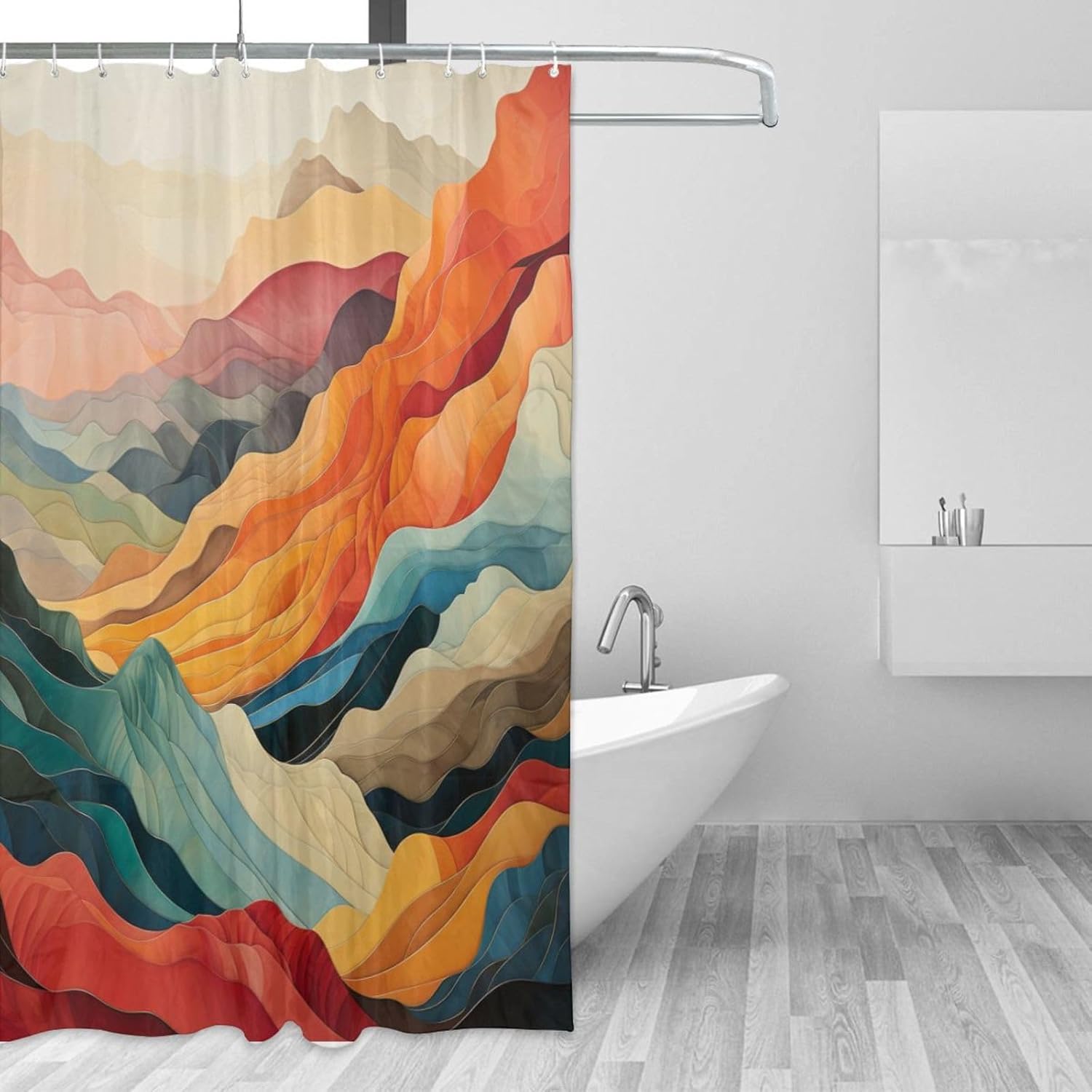 DAOWANGZUO Mountain Shower Curtain Set 72x72in 1