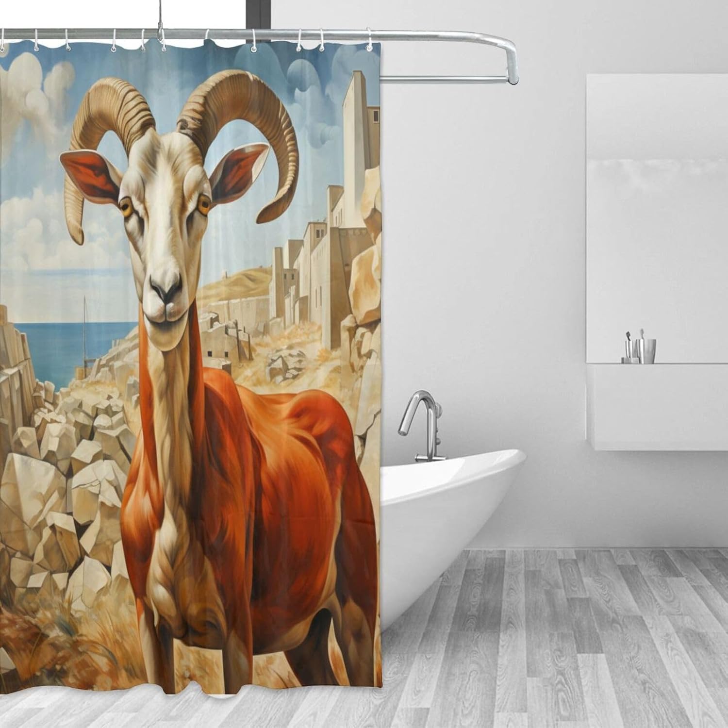 DAOWANGZUO Sheep Shower Curtain Set 72x72in with 12 Hooks 1