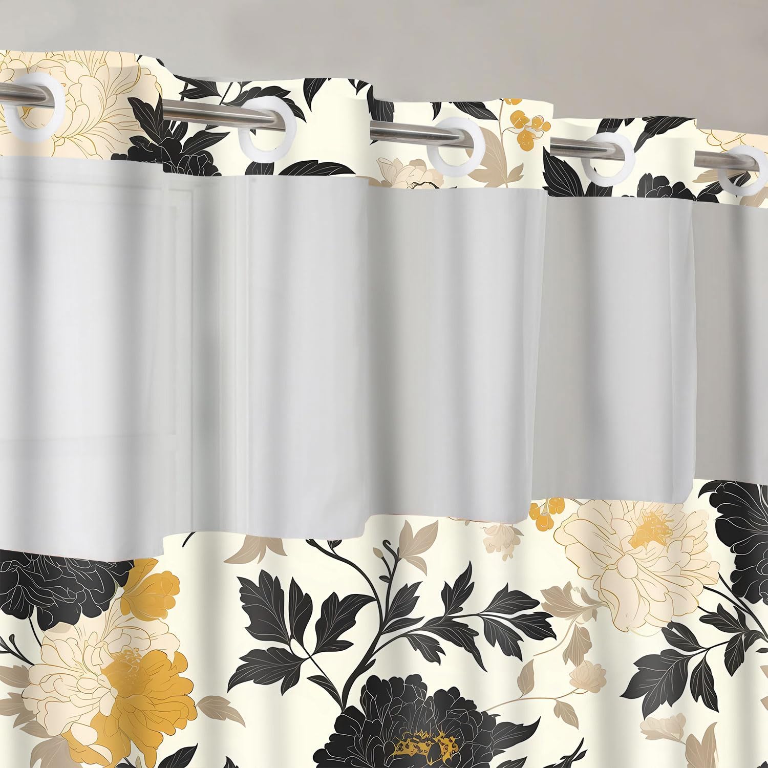Gdmoon Boho Floral Shower Curtain Set 54x80in