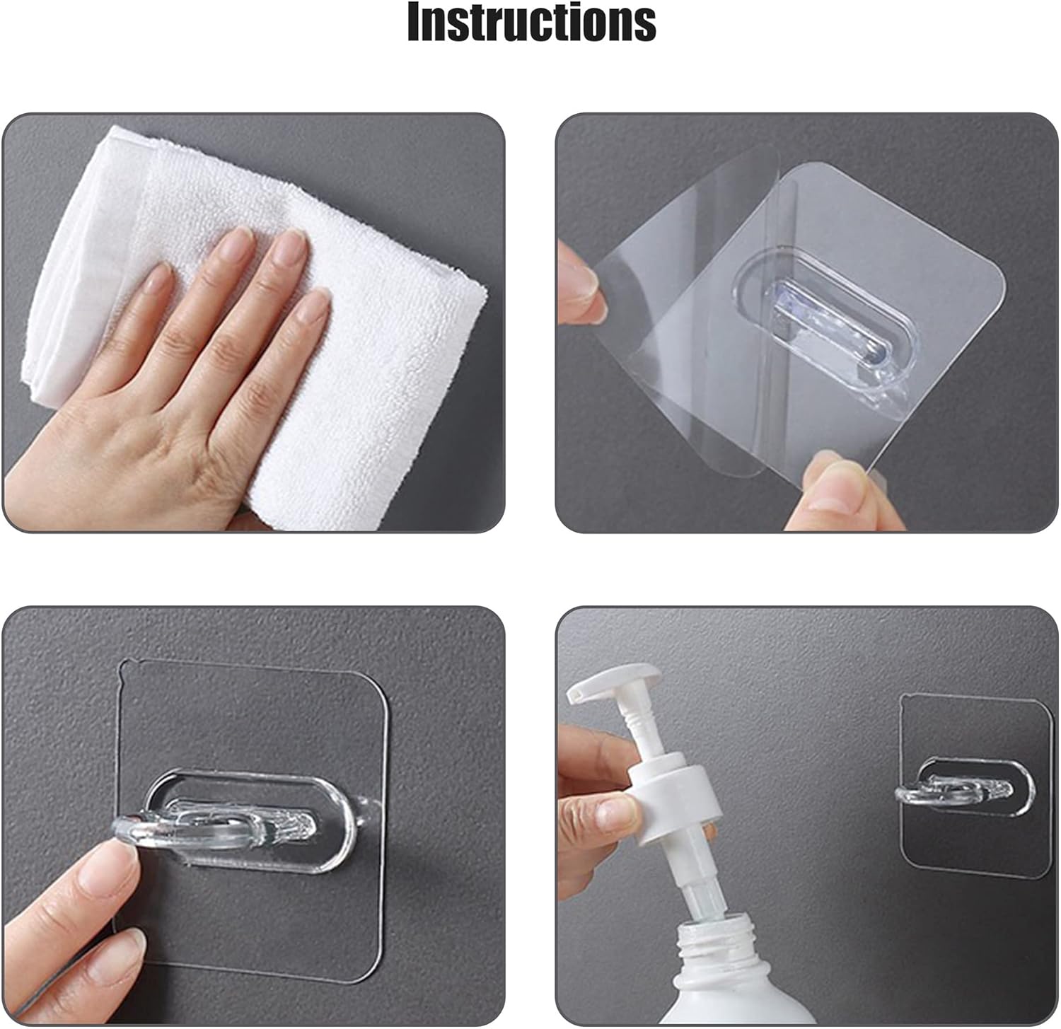 Shaoduoli 6pcs Adhesive Shampoo Holder Transparent Shower Gel Rack No Drilling Bathroom Stand