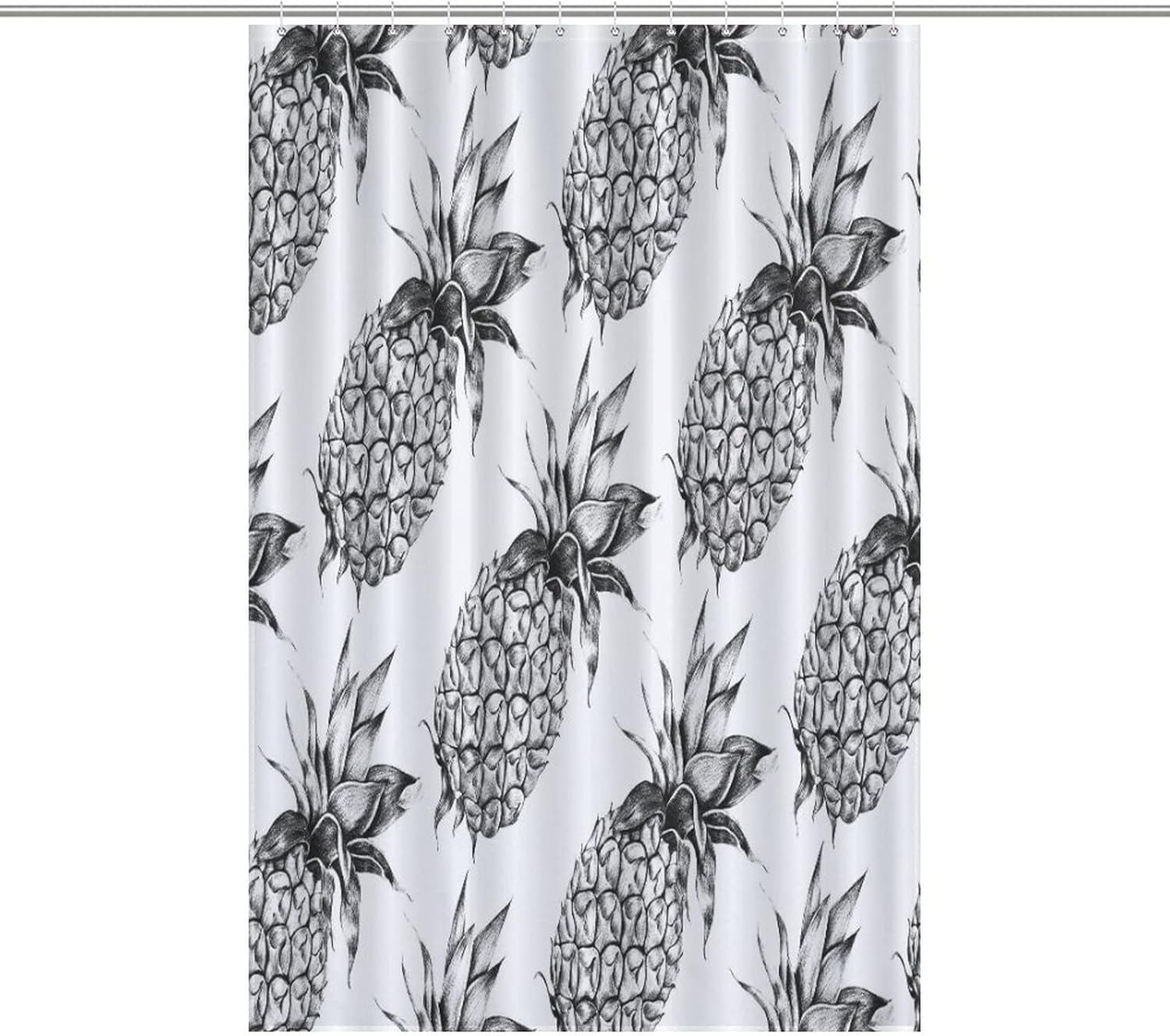 Punny Pineapple Shower Curtain with 12 Hooks