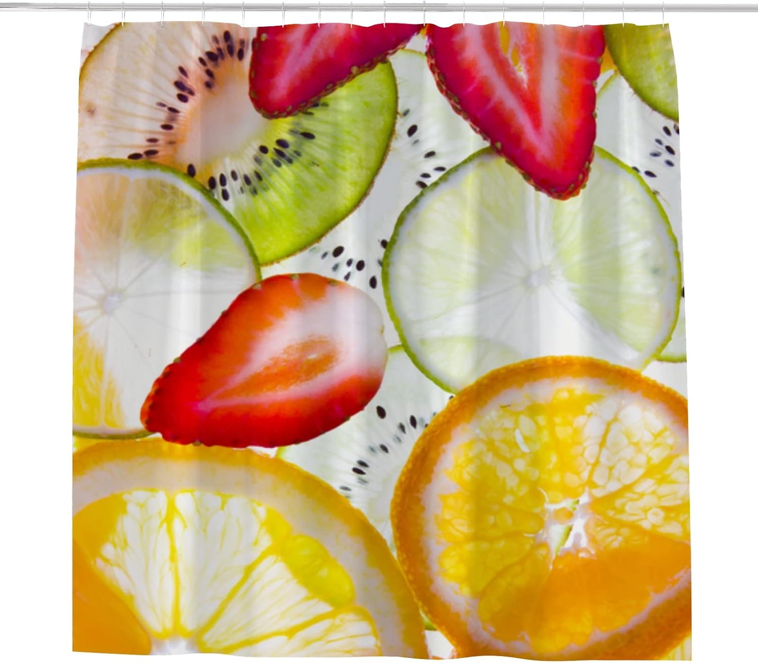 ZHIMI Shower Curtain with 12 Hooks Kiwi Orange Strawberry Design
