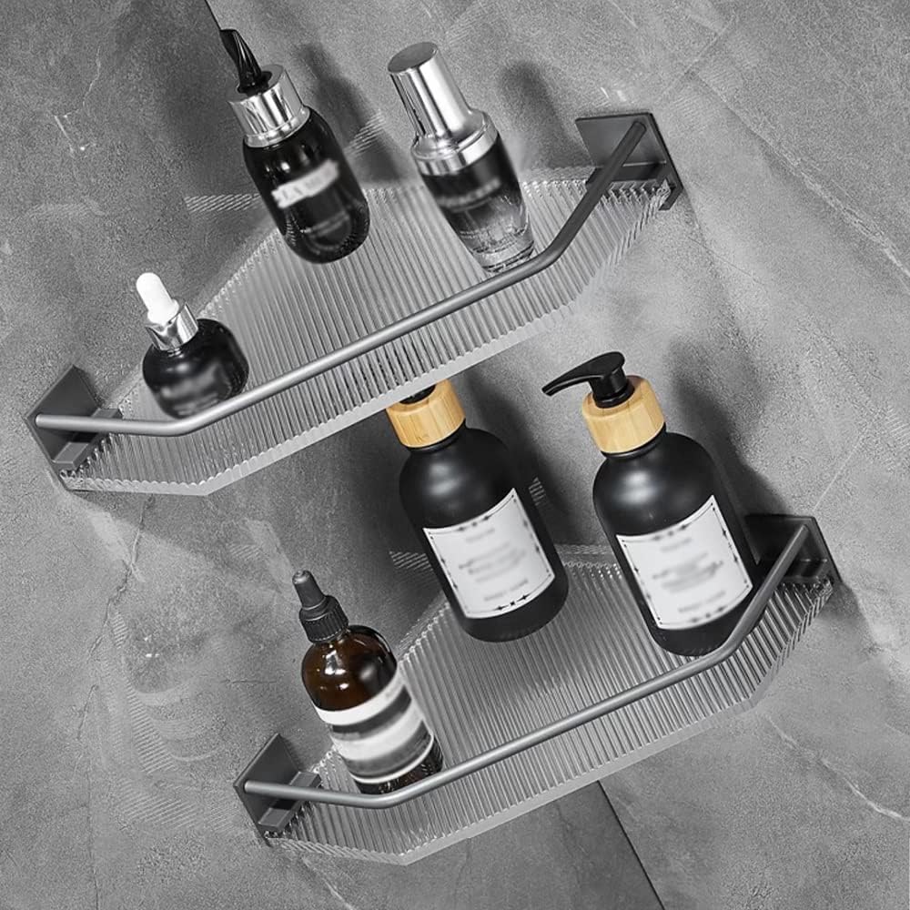 ANNBKA Wall-Mounted Shower Caddy with Acrylic Triangular Basket
