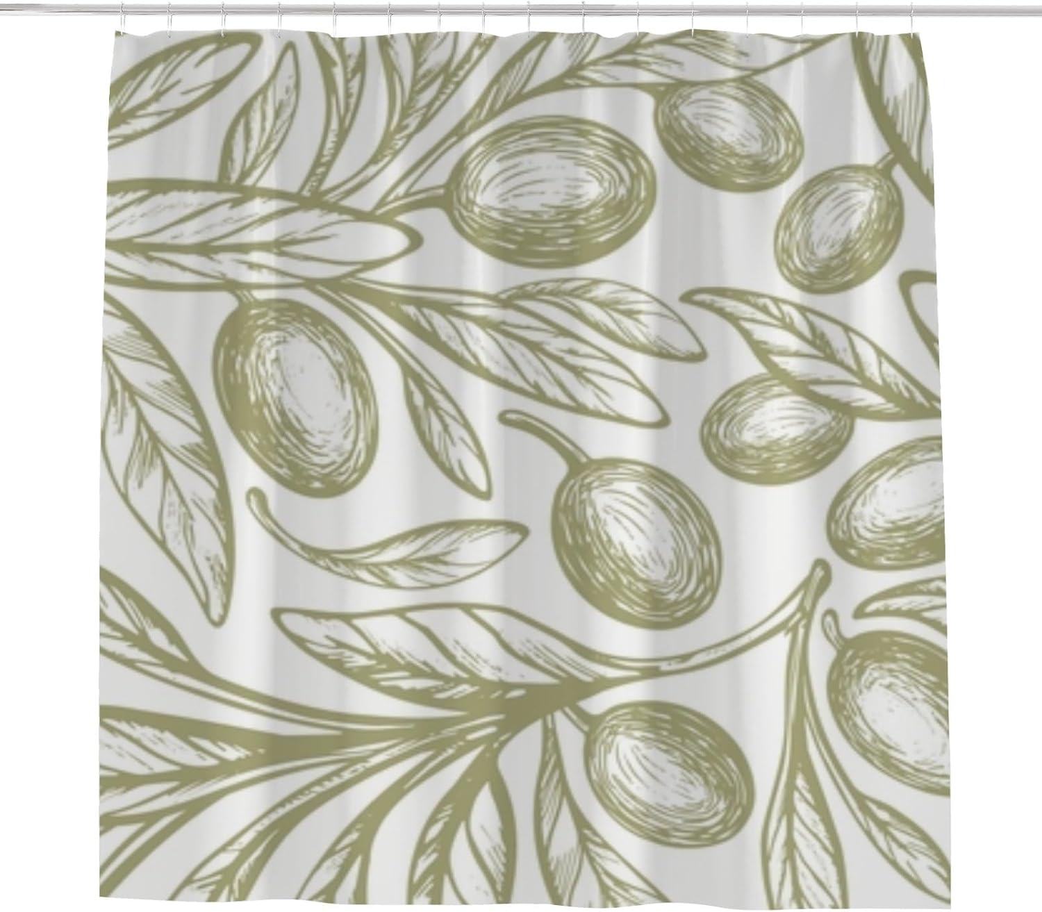 Hapuxt Shower Curtain with 12 Hooks Oliva Green 60x72in