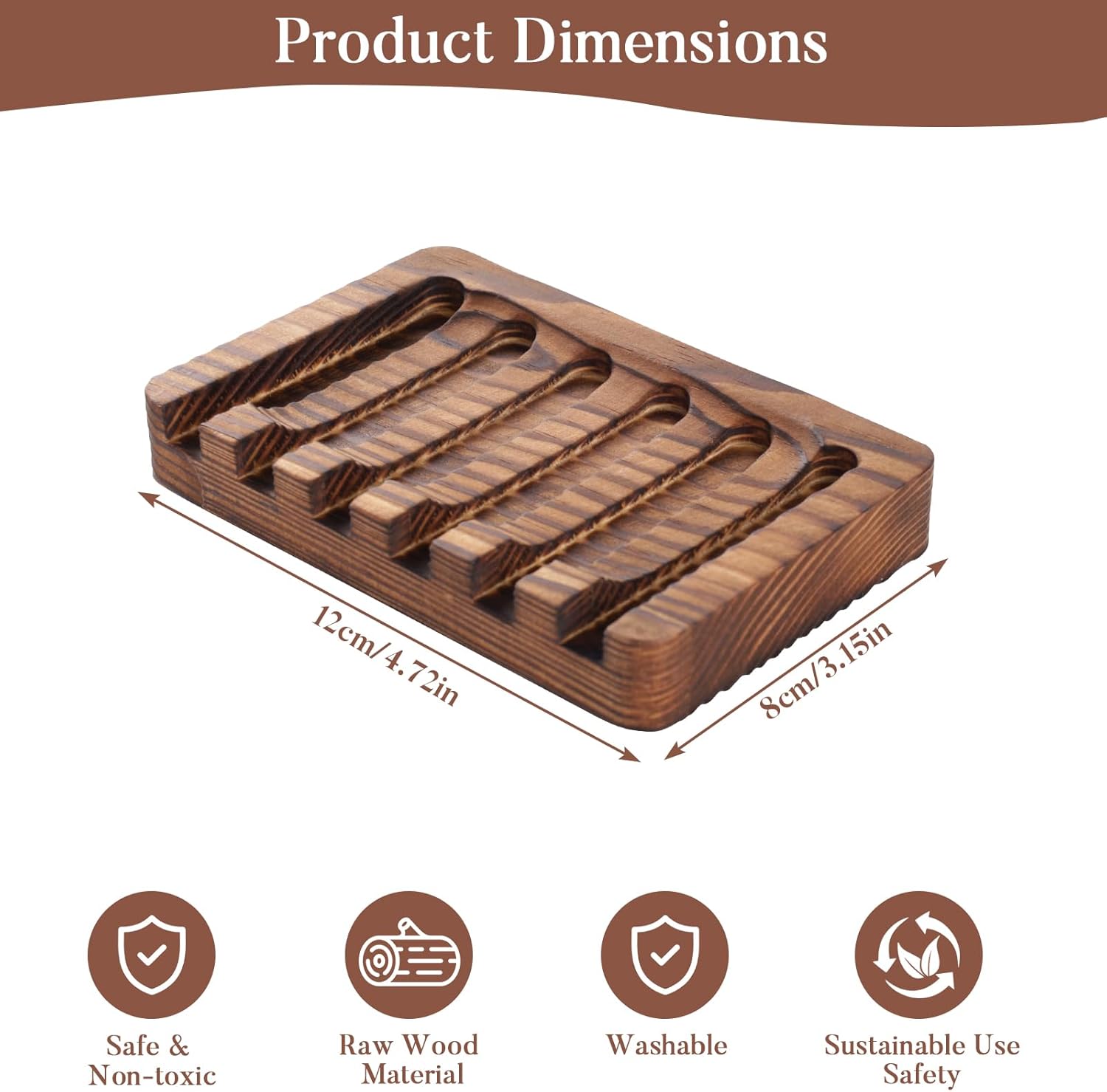 Wooden Soap Dish 3 Pack - Rustic Style Bathroom Kitchen Holder