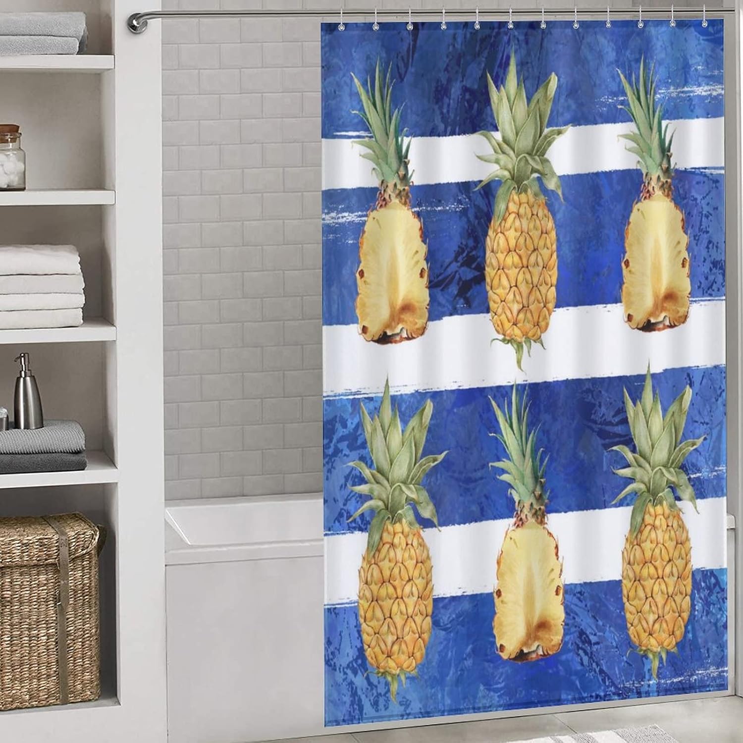Sweet Natural Food Shower Curtain with 12 Hooks for Bathtubs