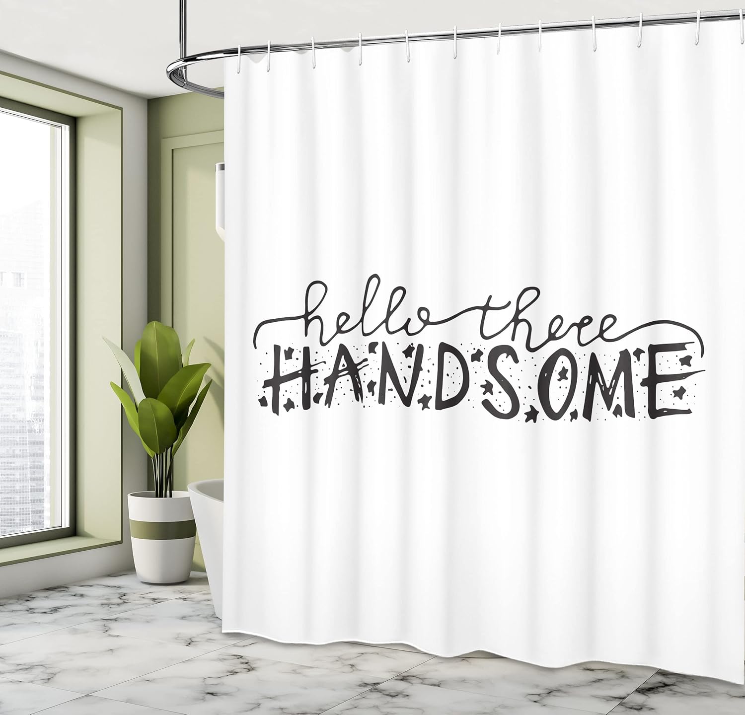 Ambesonne Hello Shower Curtain Set 105 Wide White Black