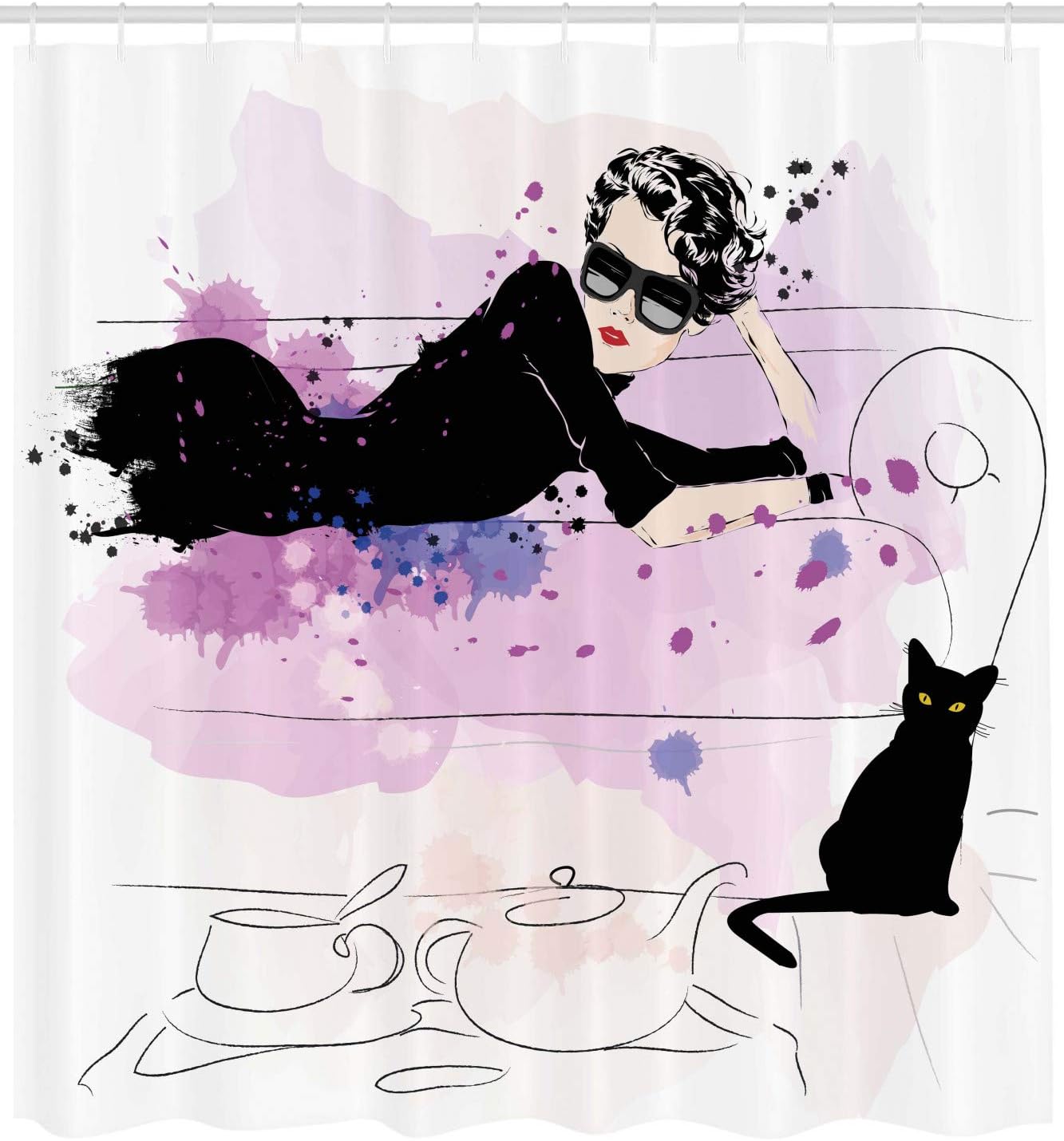 Ambesonne Kitten Shower Curtain with Hooks 69 x 75