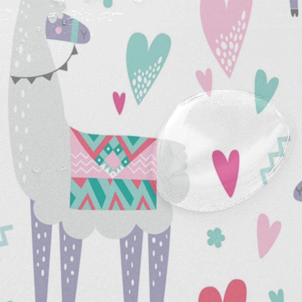 AUUXVA 72x72 Inch Alpaca Llama Heart Pattern Shower Curtain