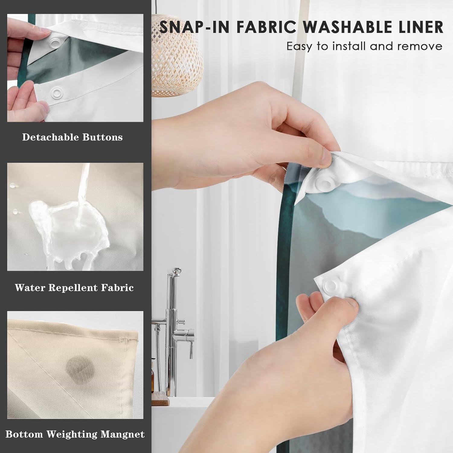 Nesphy No Hook Mountain Shower Curtain Set
