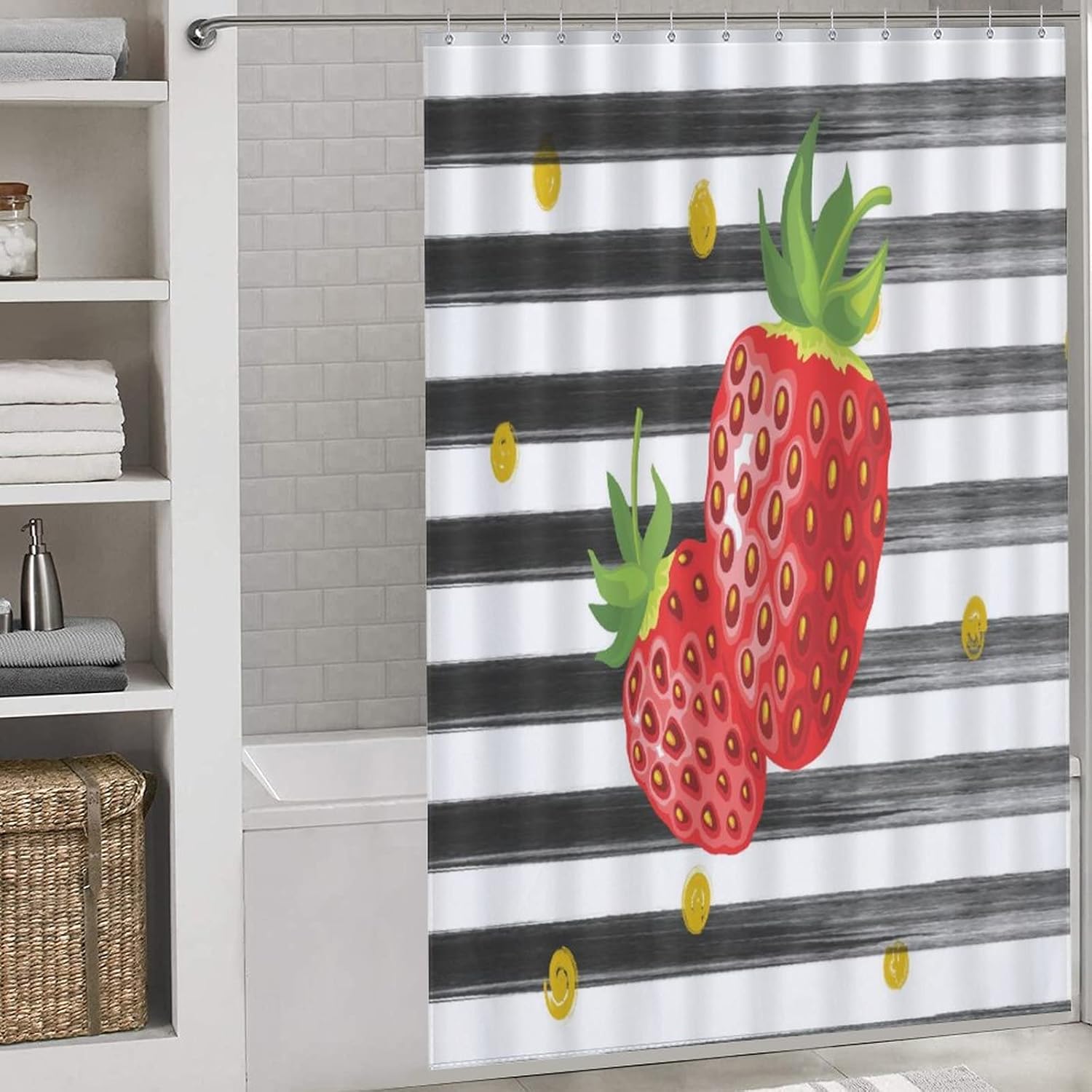 Sweet Natural Food Strawberry Shower Curtain Set 1
