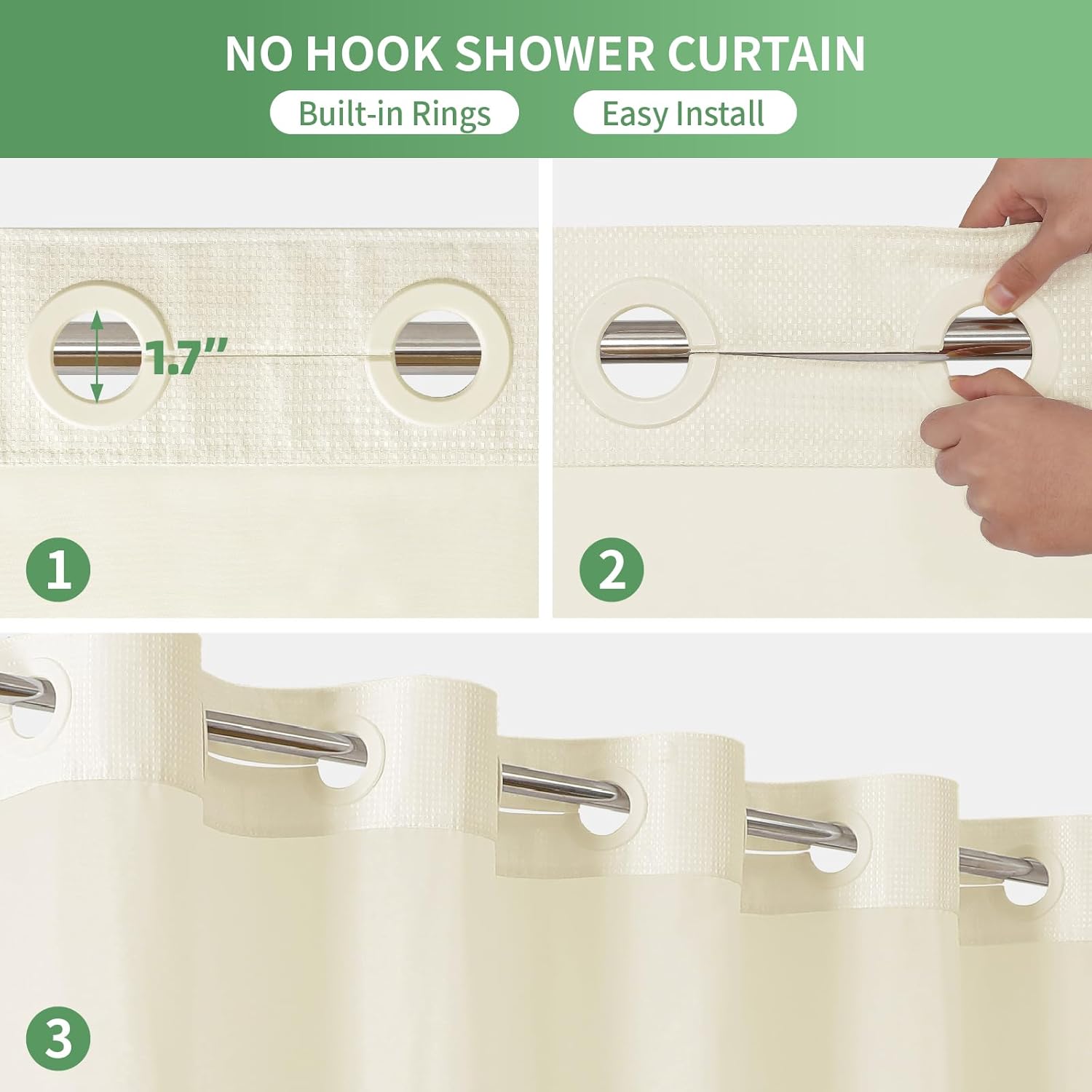 Eachope Extra Long Waffle Weave Shower Curtain Set