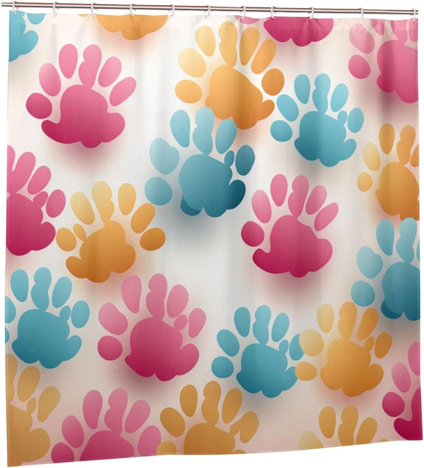 DAOWANGZUO Animal Paw Prints Shower Curtain Set 1