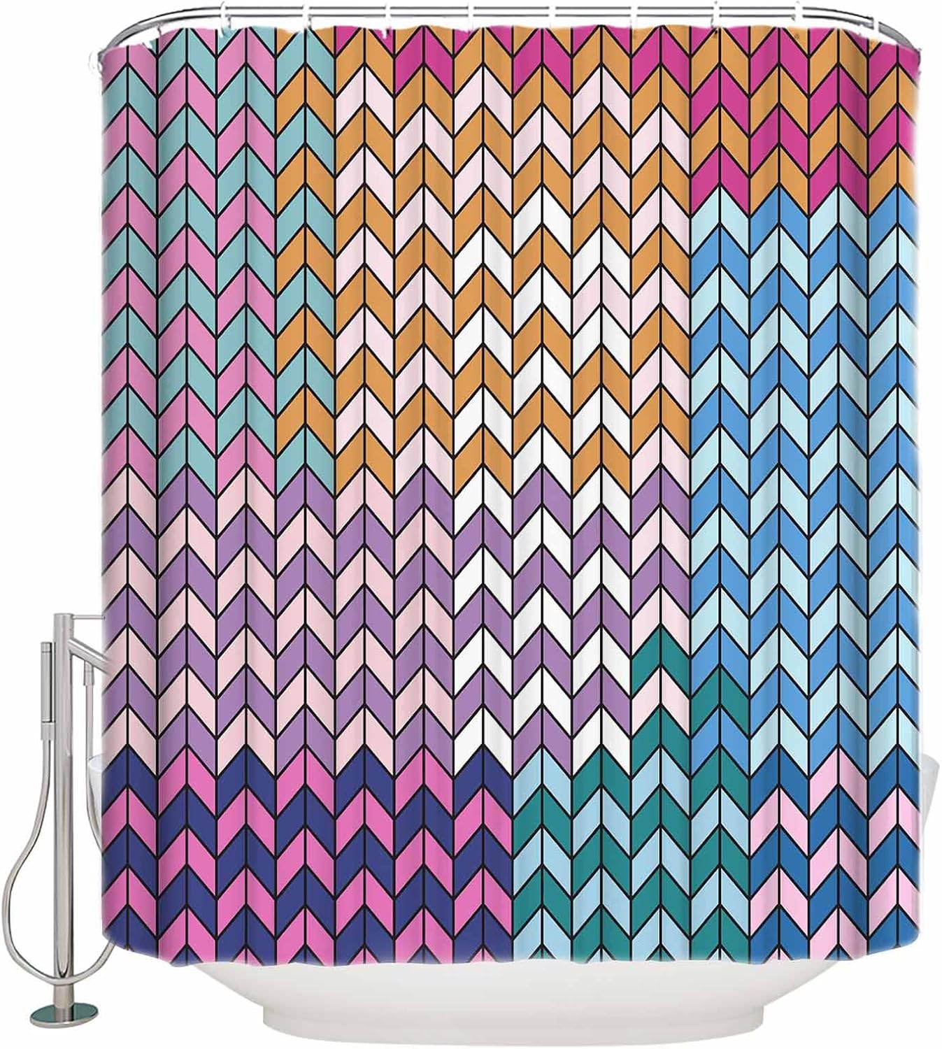 ZOE GARDEN Colorful Stripes Shower Curtain Set 1