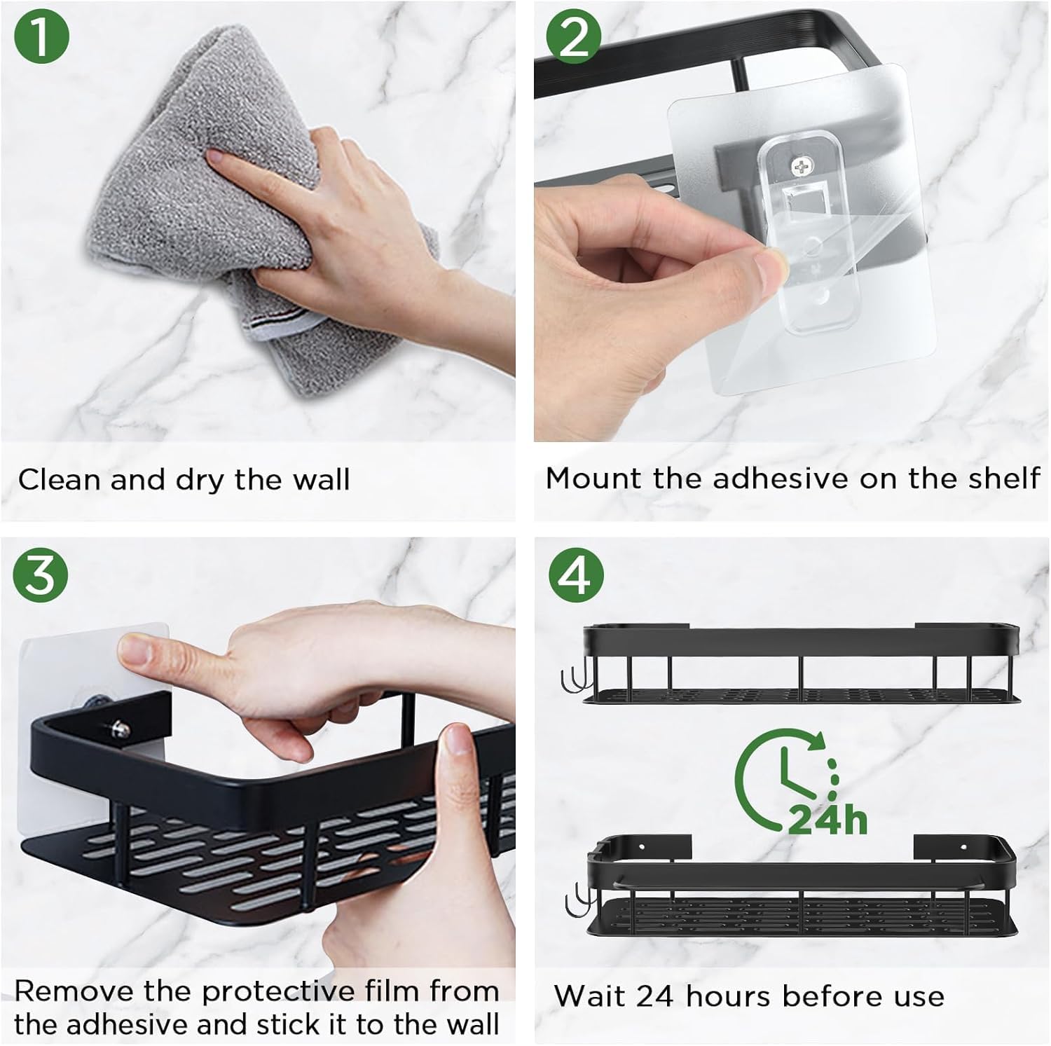 MLIMBU Shower Caddies 2 Pack - Adhesive No Drilling Rust-Proof Bathroom Organizer