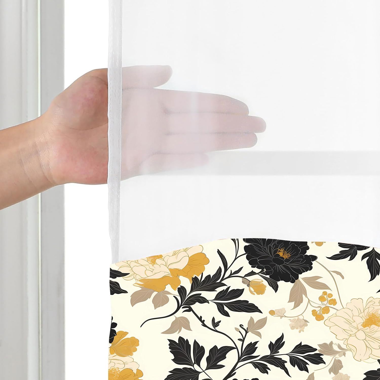 Gdmoon Boho Floral Shower Curtain Set 54x80in