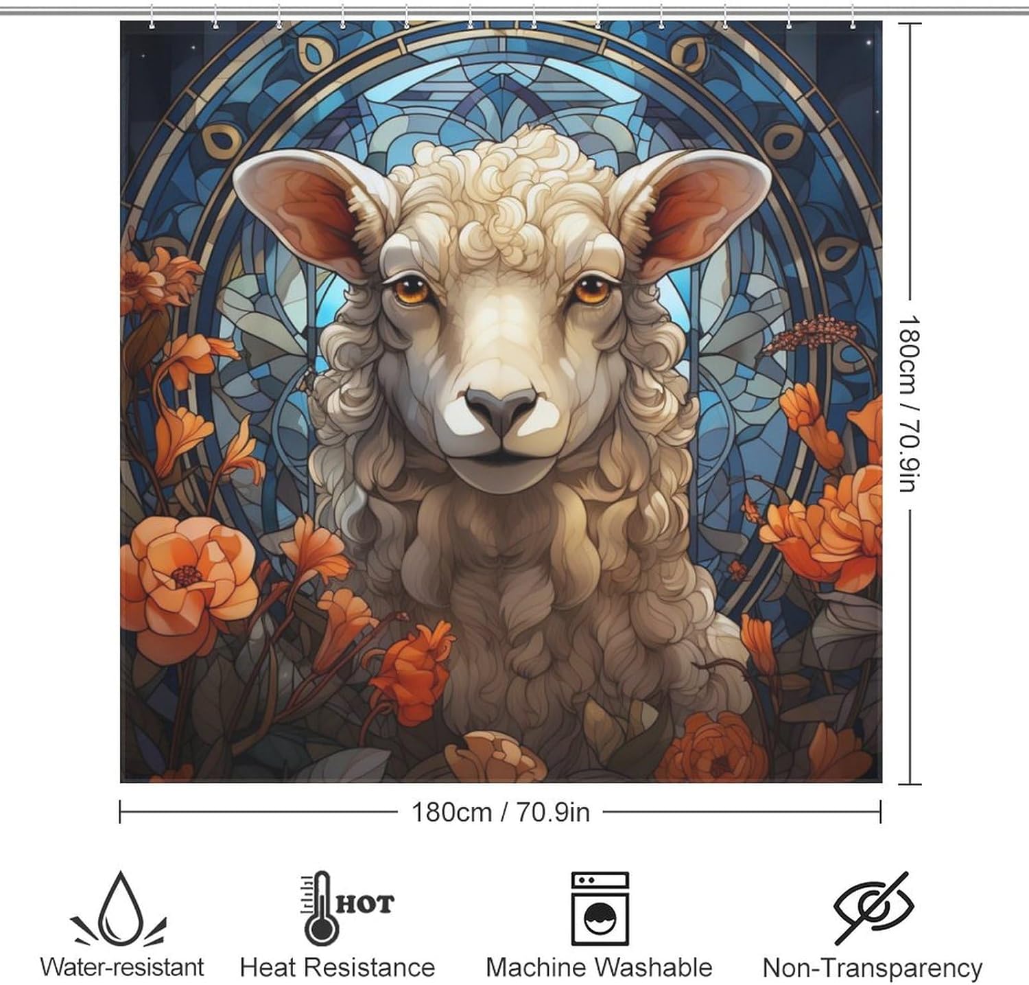 DAOWANGZUO Sheep Shower Curtain Set 72x72in