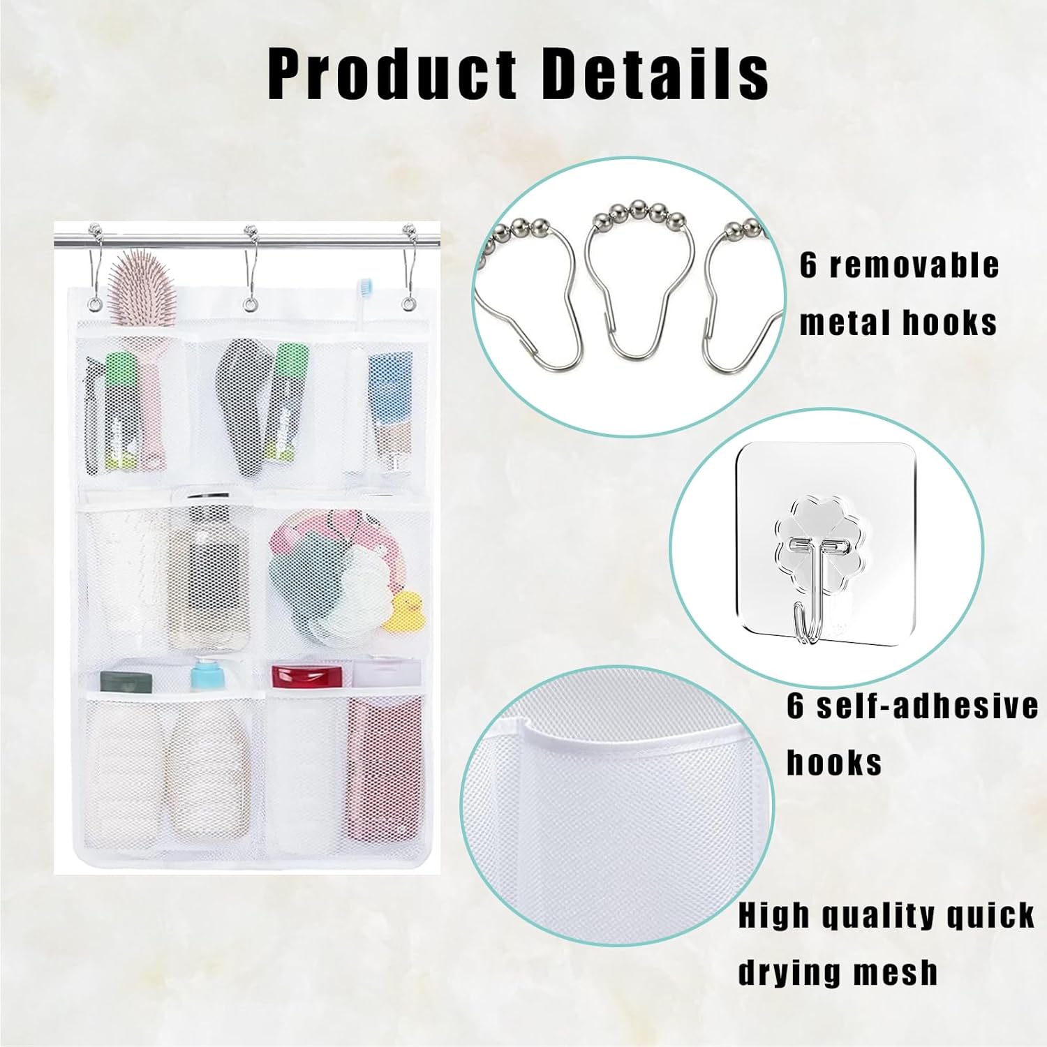 ULIFEBETTER 2 Pack Shower Caddy with 7 Pockets