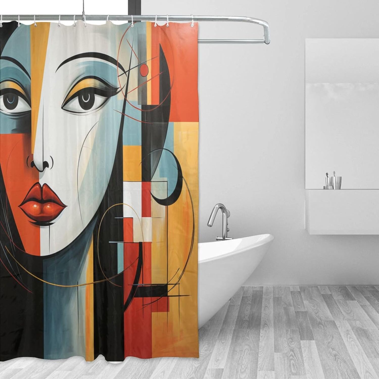 DAOWANGZUO Female Face Shower Curtain Set 72x72in with 12 Hooks