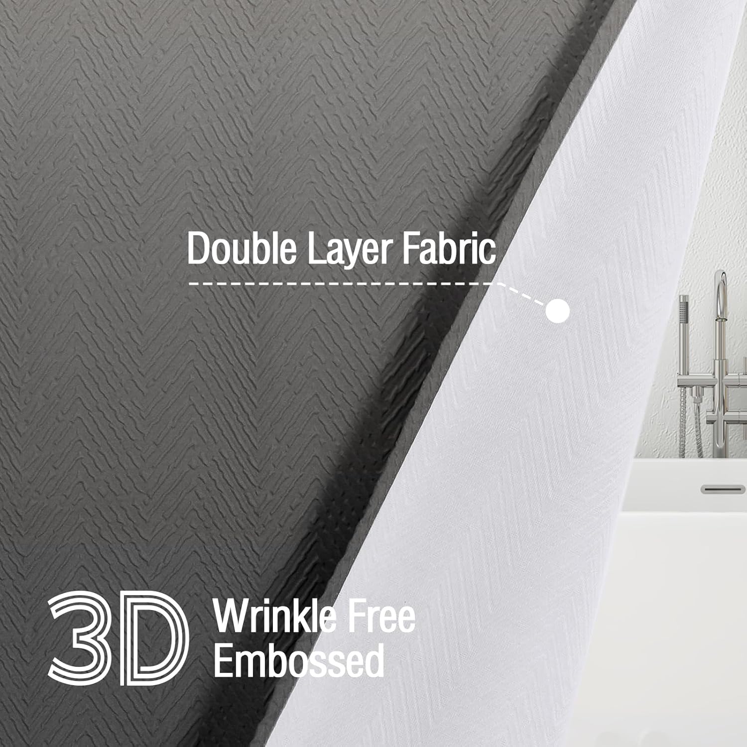 Gibelle Ombre Grey 3D Textured Shower Curtain Set