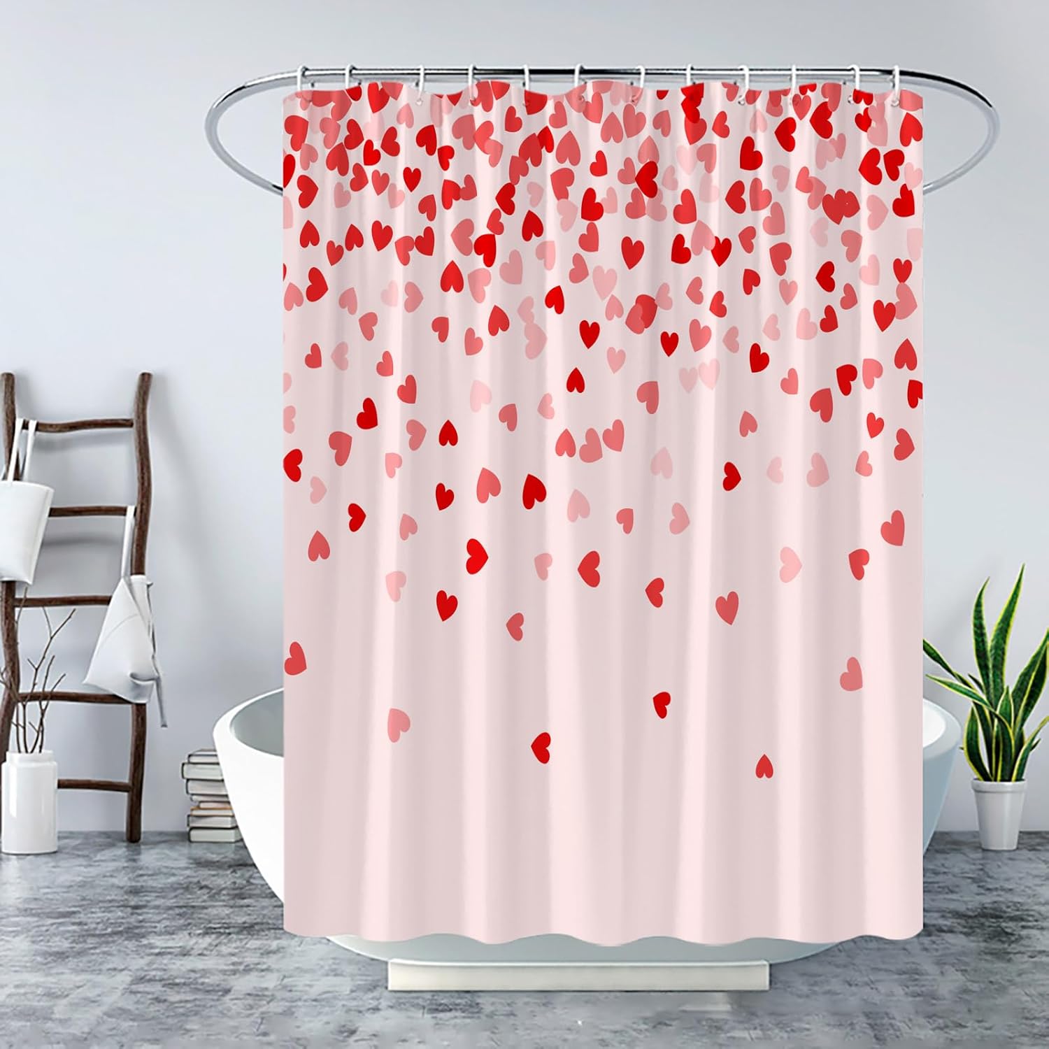Valentines Love Heart Shower Curtain Set 1