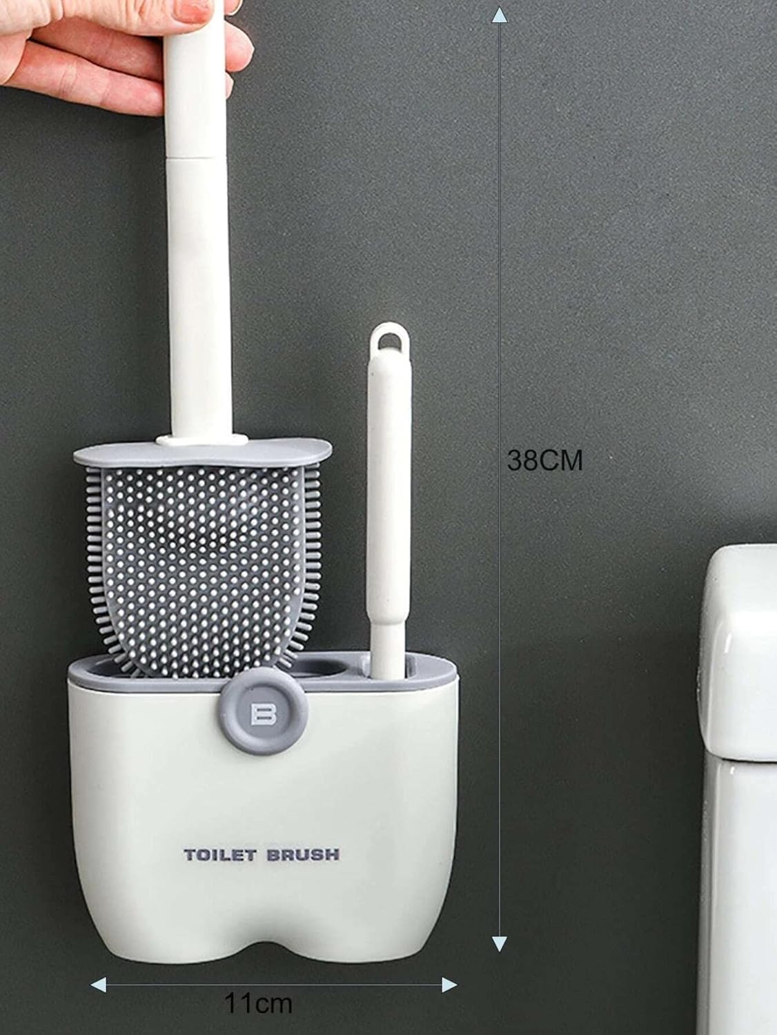 Silicone Toilet Brush with Wall Holder Set 1