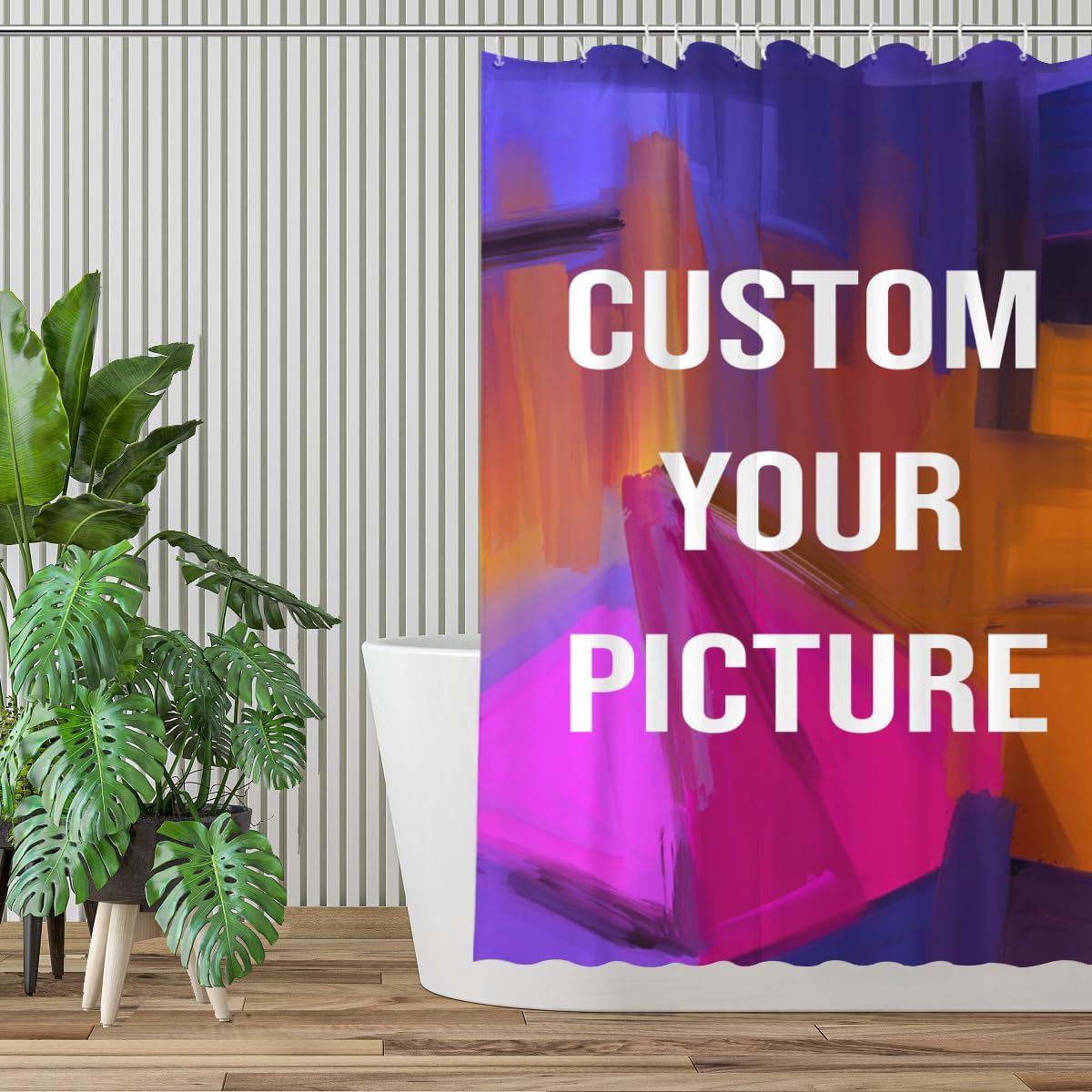 Custom Personalized Shower Curtain - Funny DIY Waterproof Liner with 12 Hooks 48x84 Inch