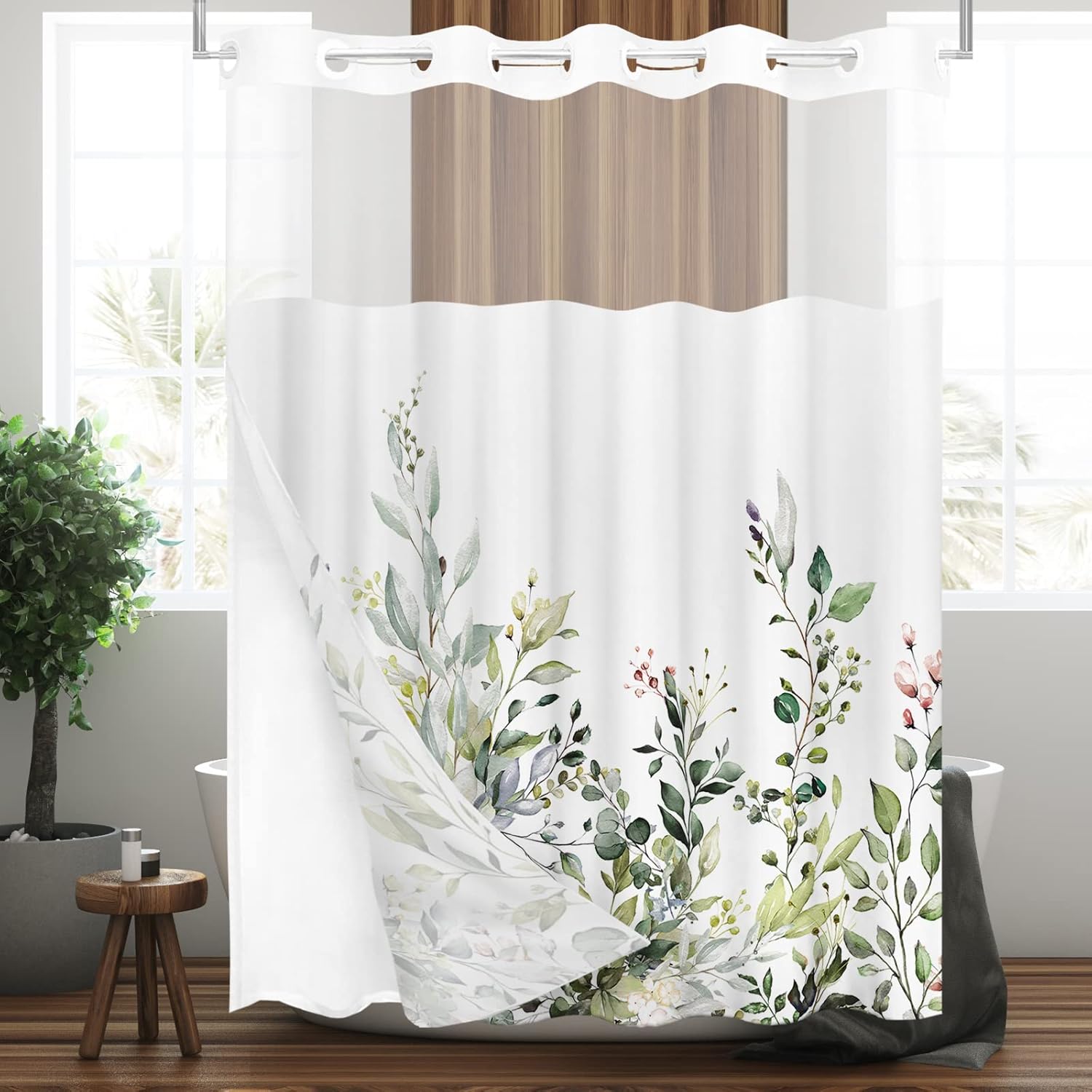 Tititex Snap-In Liner Shower Curtain Set 72x72 Inch
