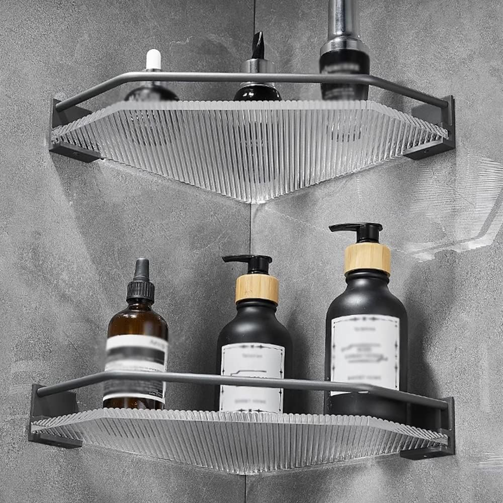 ANNBKA Wall-Mounted Shower Caddy with Acrylic Triangular Basket