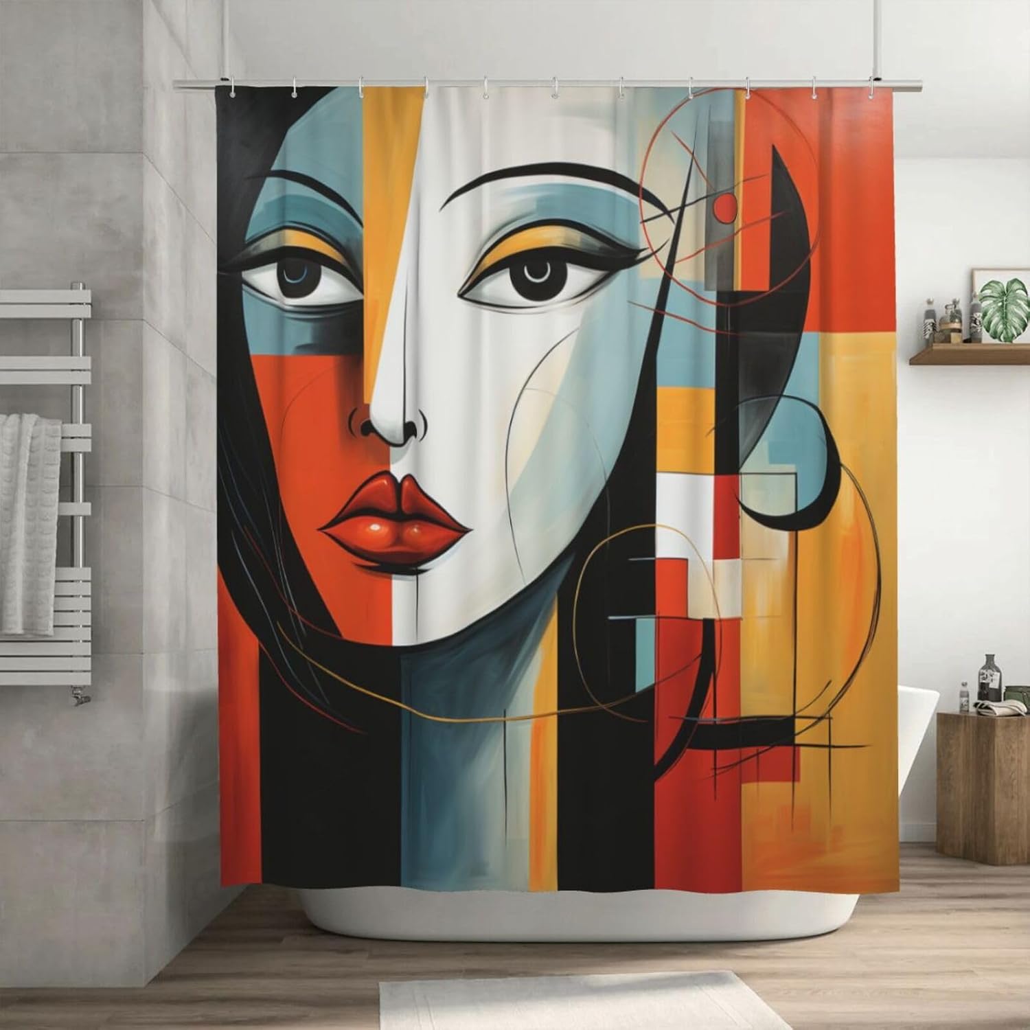 DAOWANGZUO Female Face Shower Curtain Set 72x72in with 12 Hooks