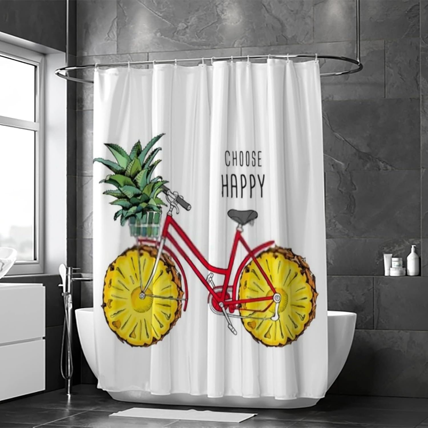 Hapuxt Retro Fruit Pattern Shower Curtain 60x72 Inch