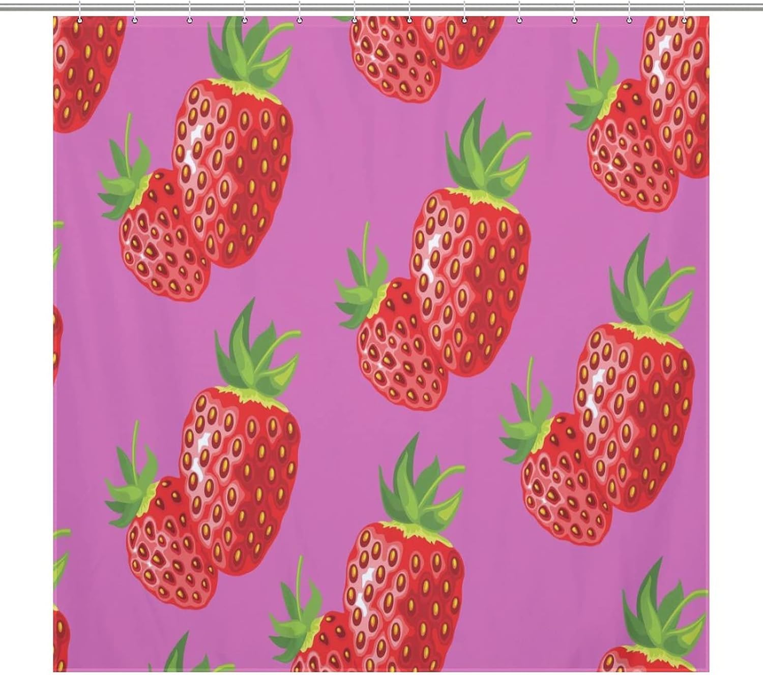 Adorable Strawberry Pink Shower Curtain Set 72x72inch