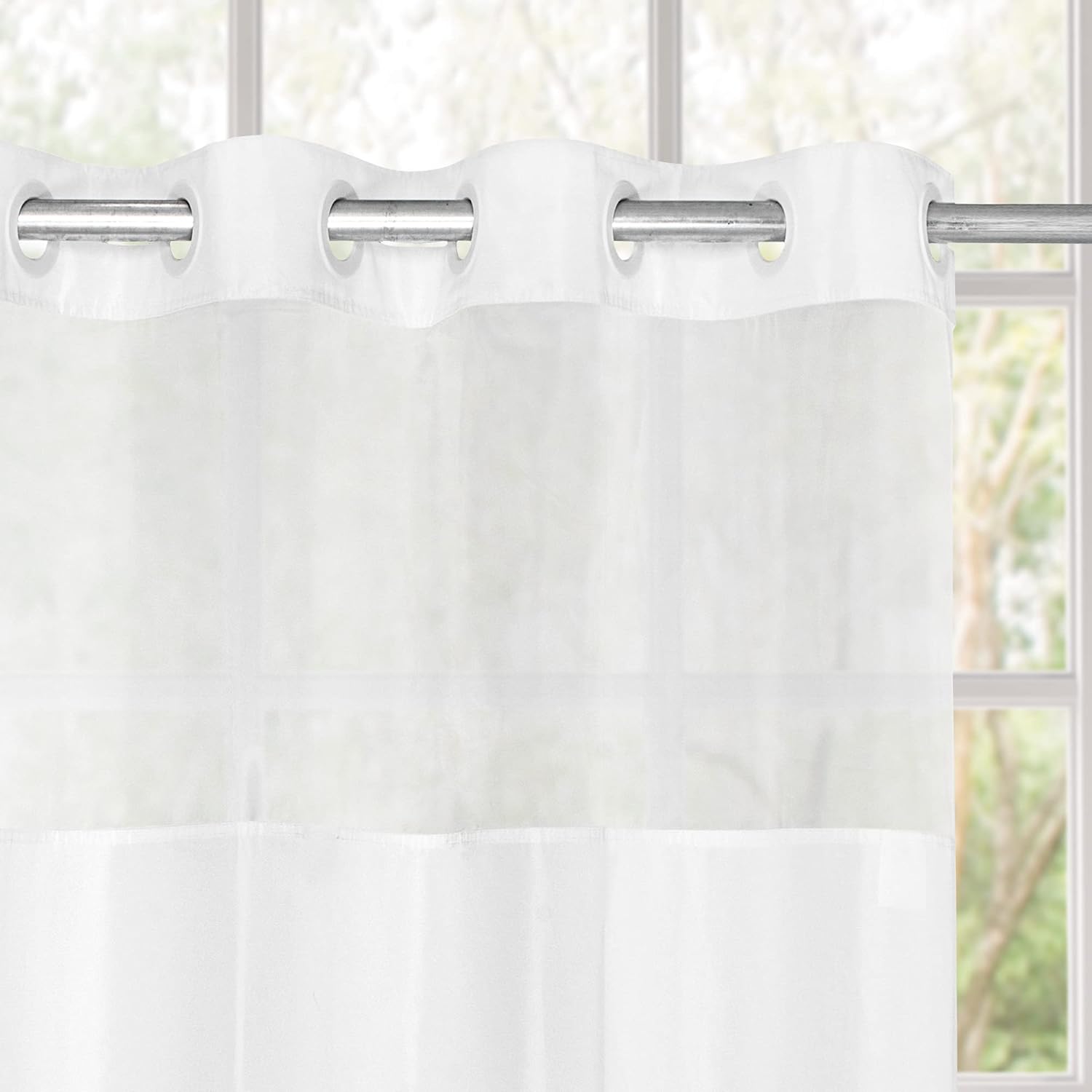 Modern Hotel Grade Shower Curtain Set with Snap In Liner