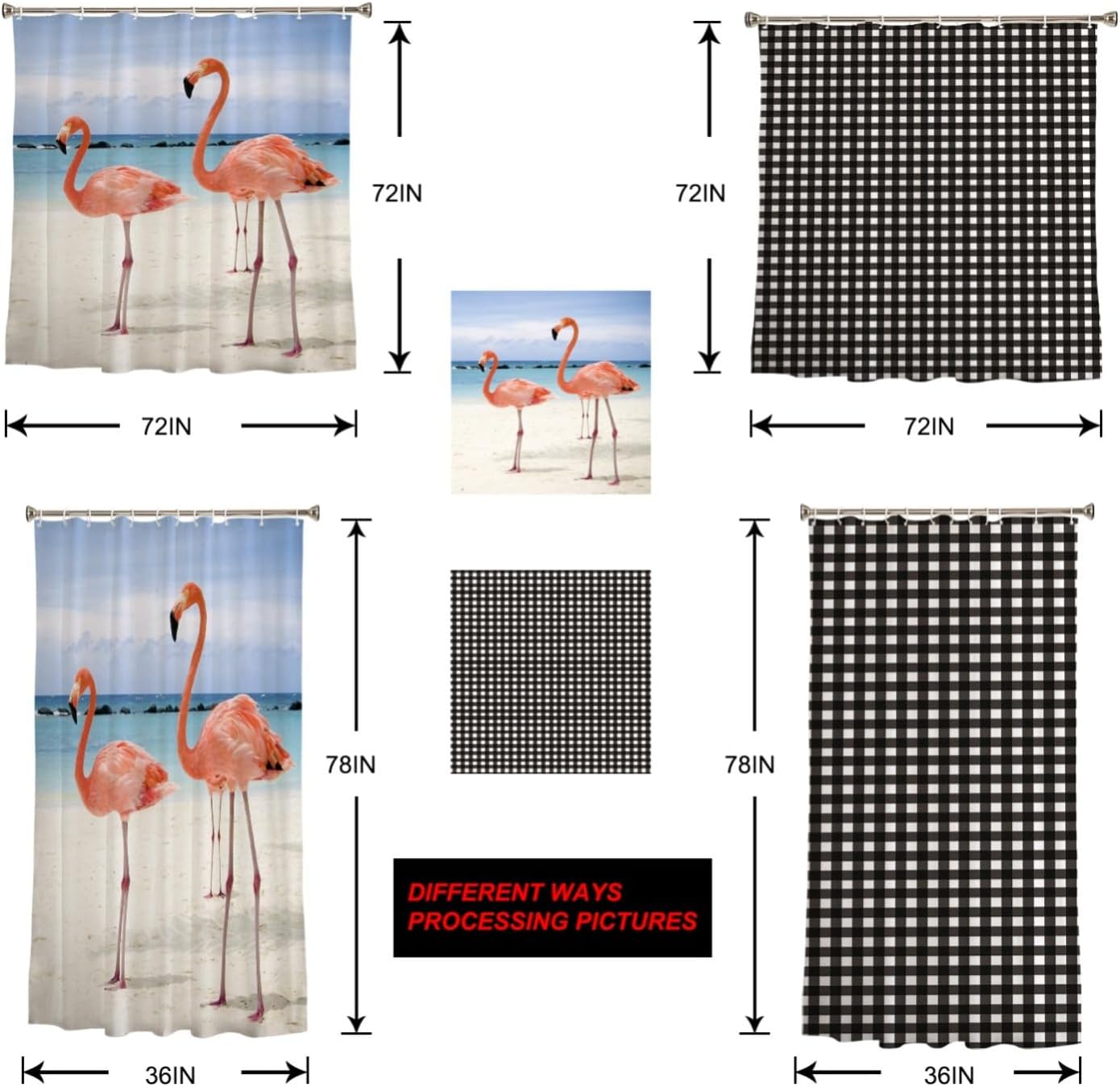 ZOE GARDEN Marble Grey White Shower Curtain Set with Hook 36x72