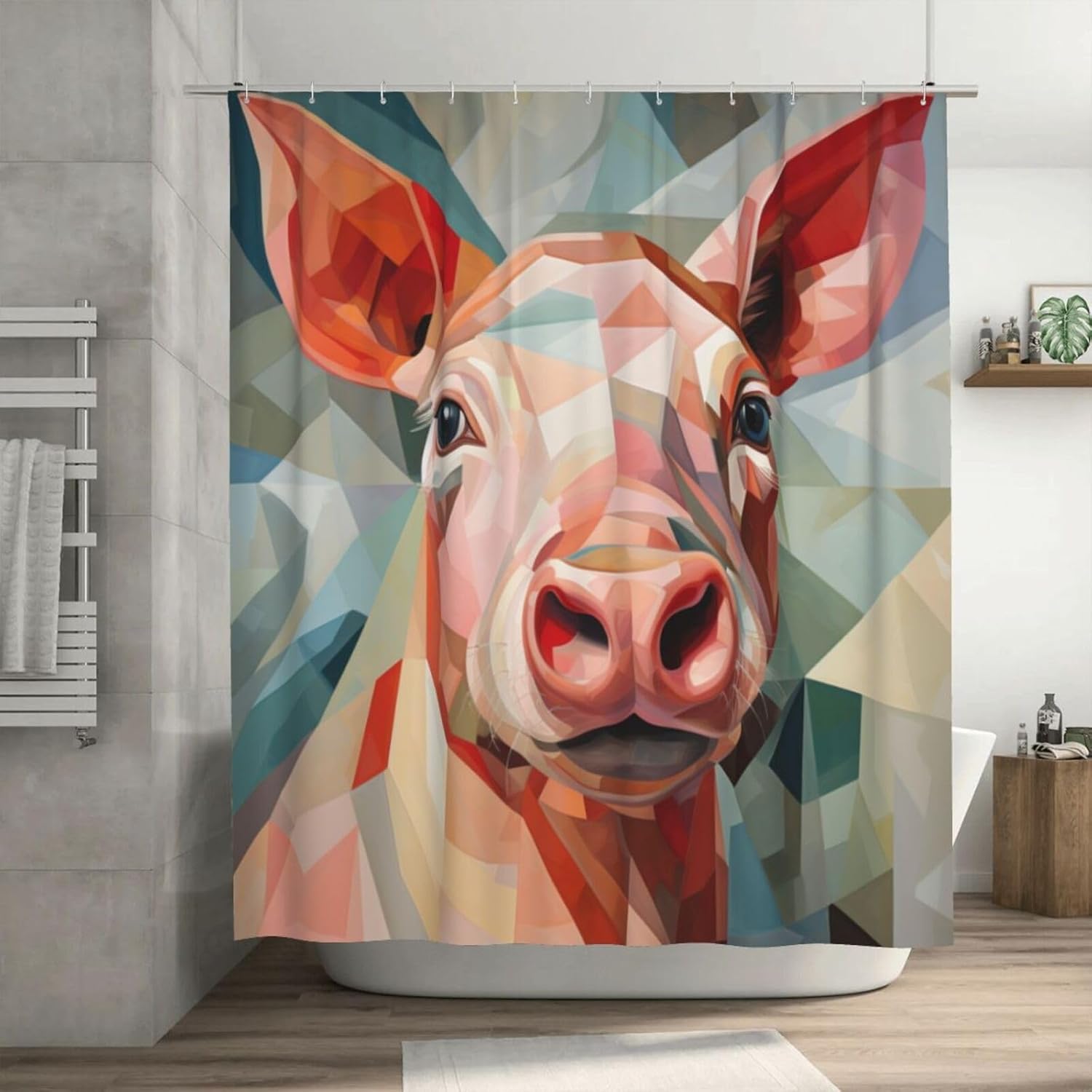 DAOWANGZUO Pig Shower Curtain Set 72x72in 1