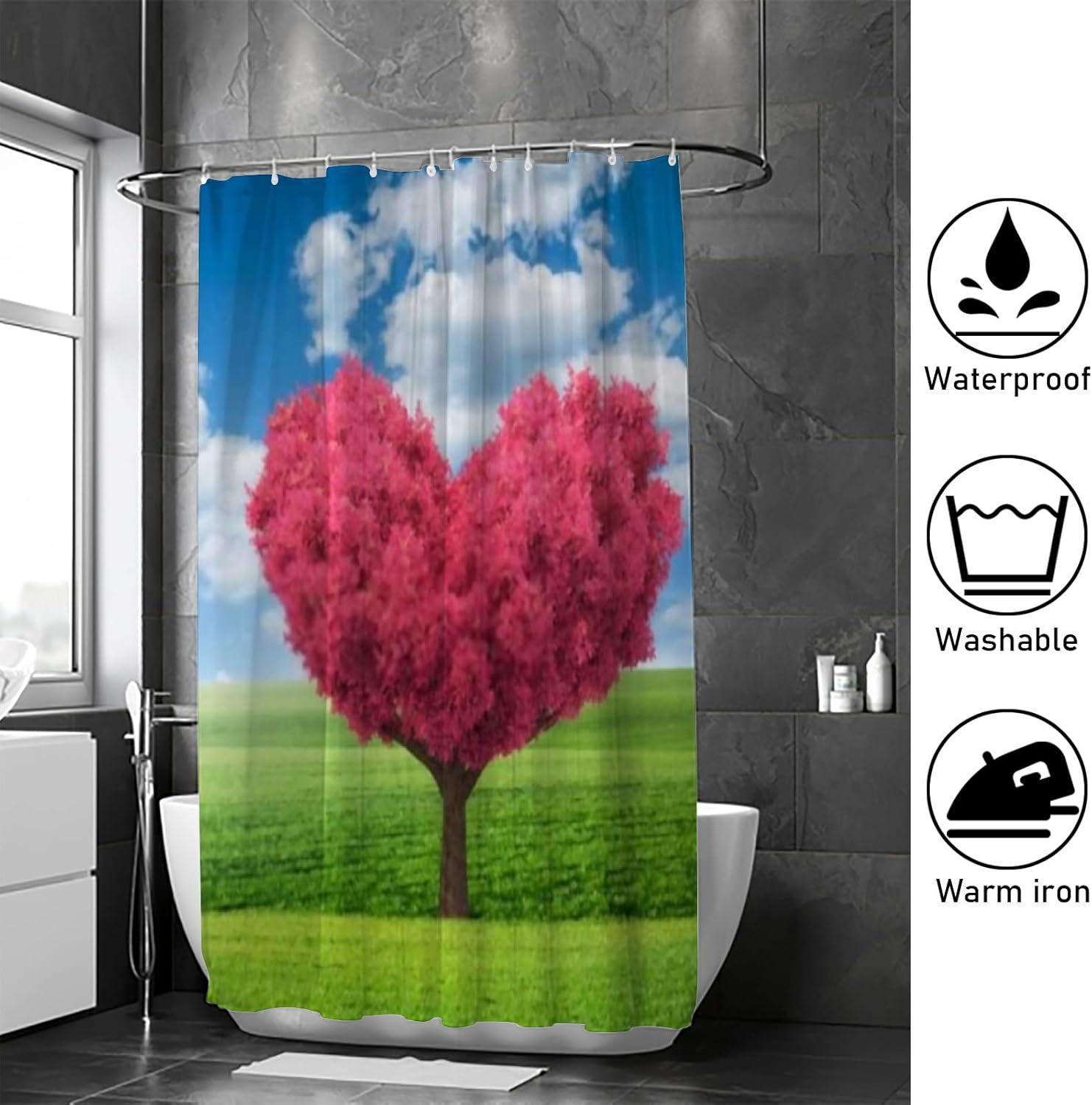 Hapuxt 60x72 Inch Waterproof Shower Curtain with 12 Hooks