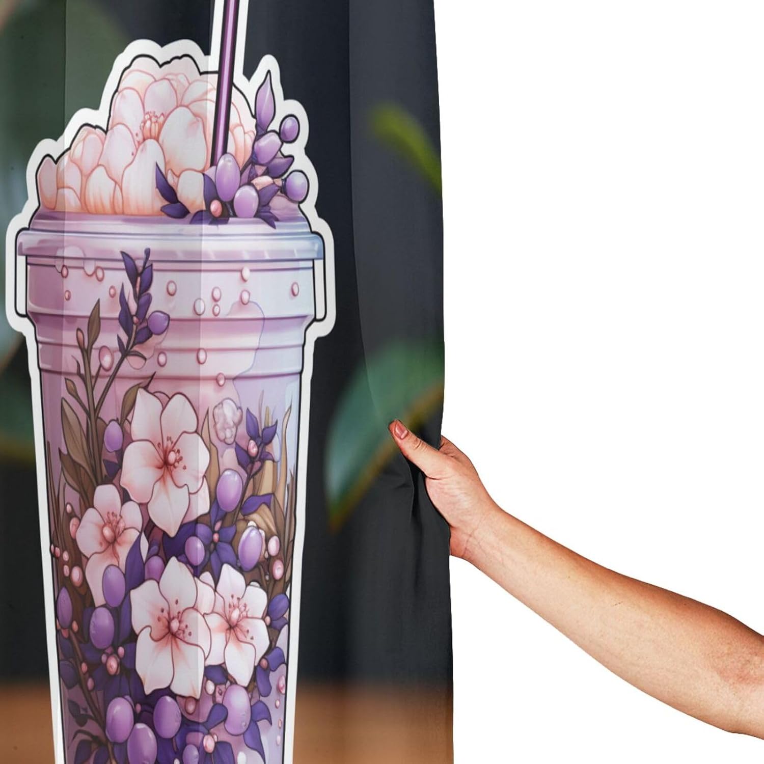DAOWANGZUO Purple Flower Shower Curtain Set 1