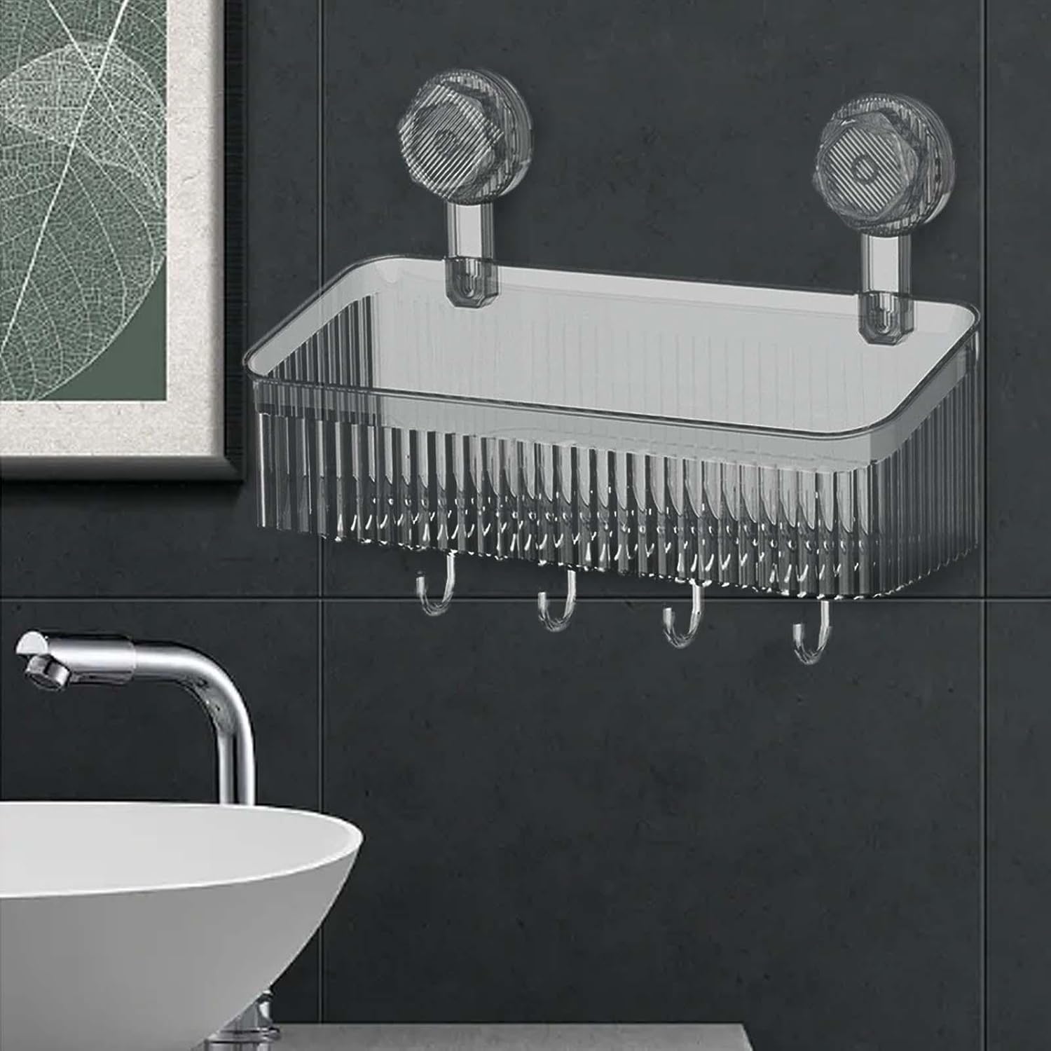 Versatile Shower Caddy with Strong Suction Gray