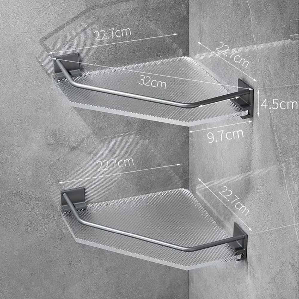 ANNBKA Wall-Mounted Shower Caddy with Acrylic Triangular Basket