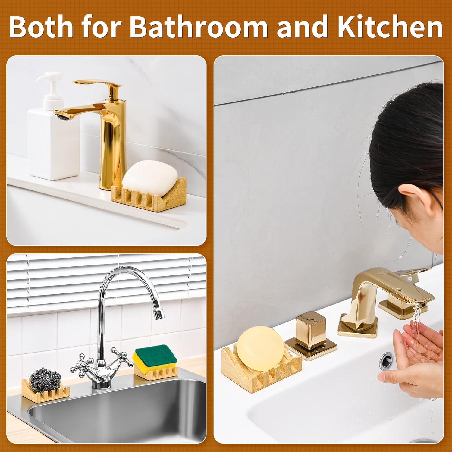 SUBEKYU Bamboo Soap Dish with Slope Drainage