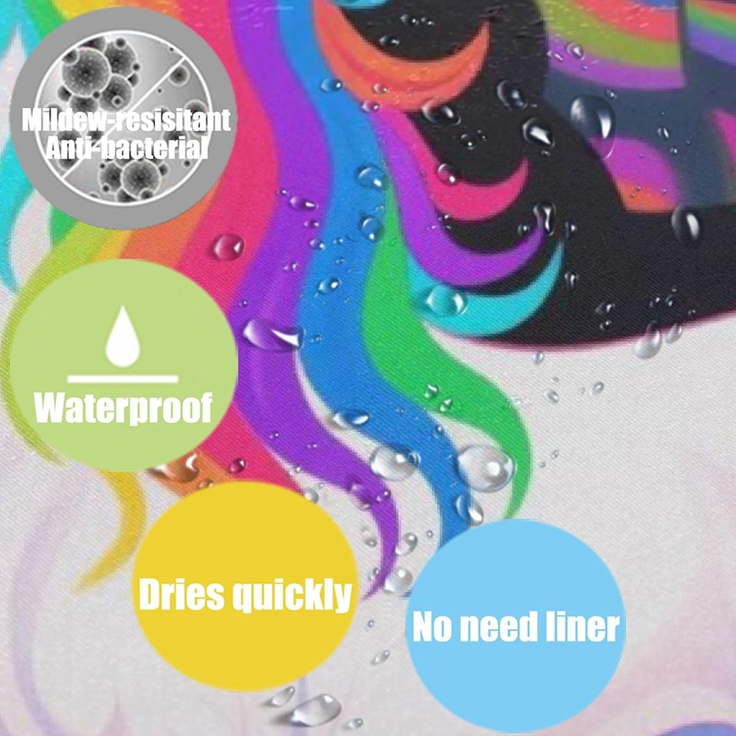 OXJOIIS Trippy Rainbow Unicorn Shower Curtain with 12 Hooks 1